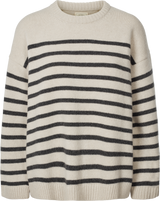 GAI+LISVA Barbera Stripe Lambswool Jumper Knit 135 Island Fossil / Dark Grey Stripe