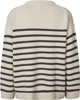 GAI+LISVA Barbera Stripe Lambswool Jumper Knit 135 Island Fossil / Dark Grey Stripe