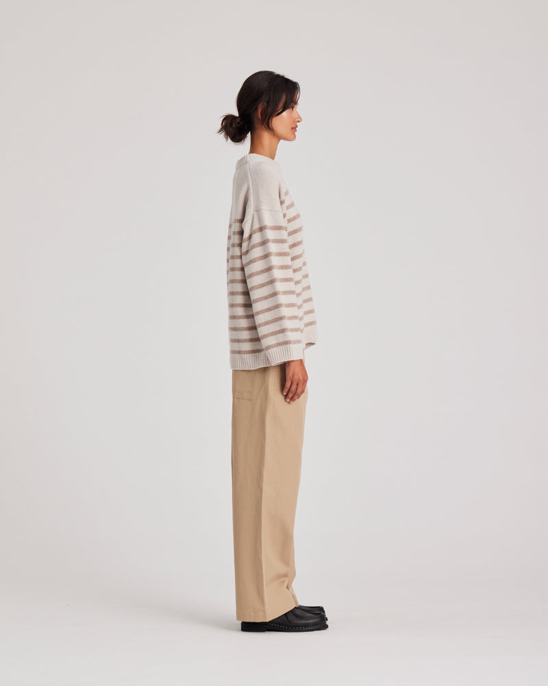 GAI+LISVA Barbera Stripe Lambswool Jumper Knit 960 Shitake