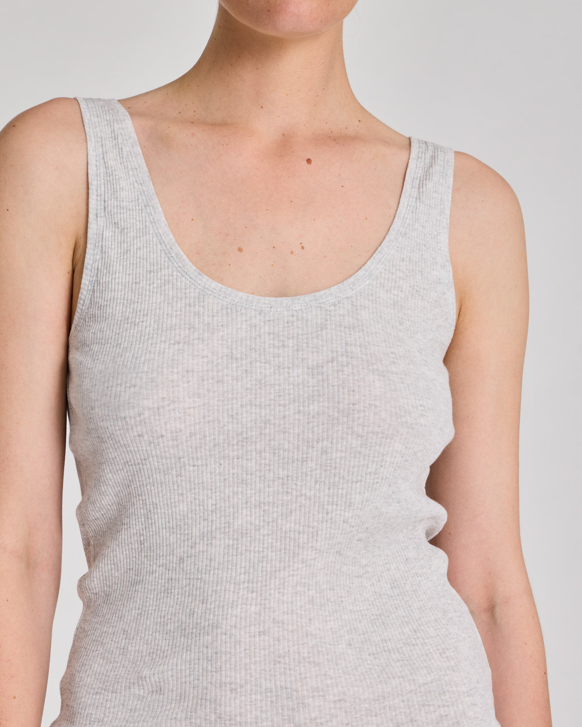 GAI+LISVA Beate Cotton Top Tops & T-shirts 601 Light Grey Melange