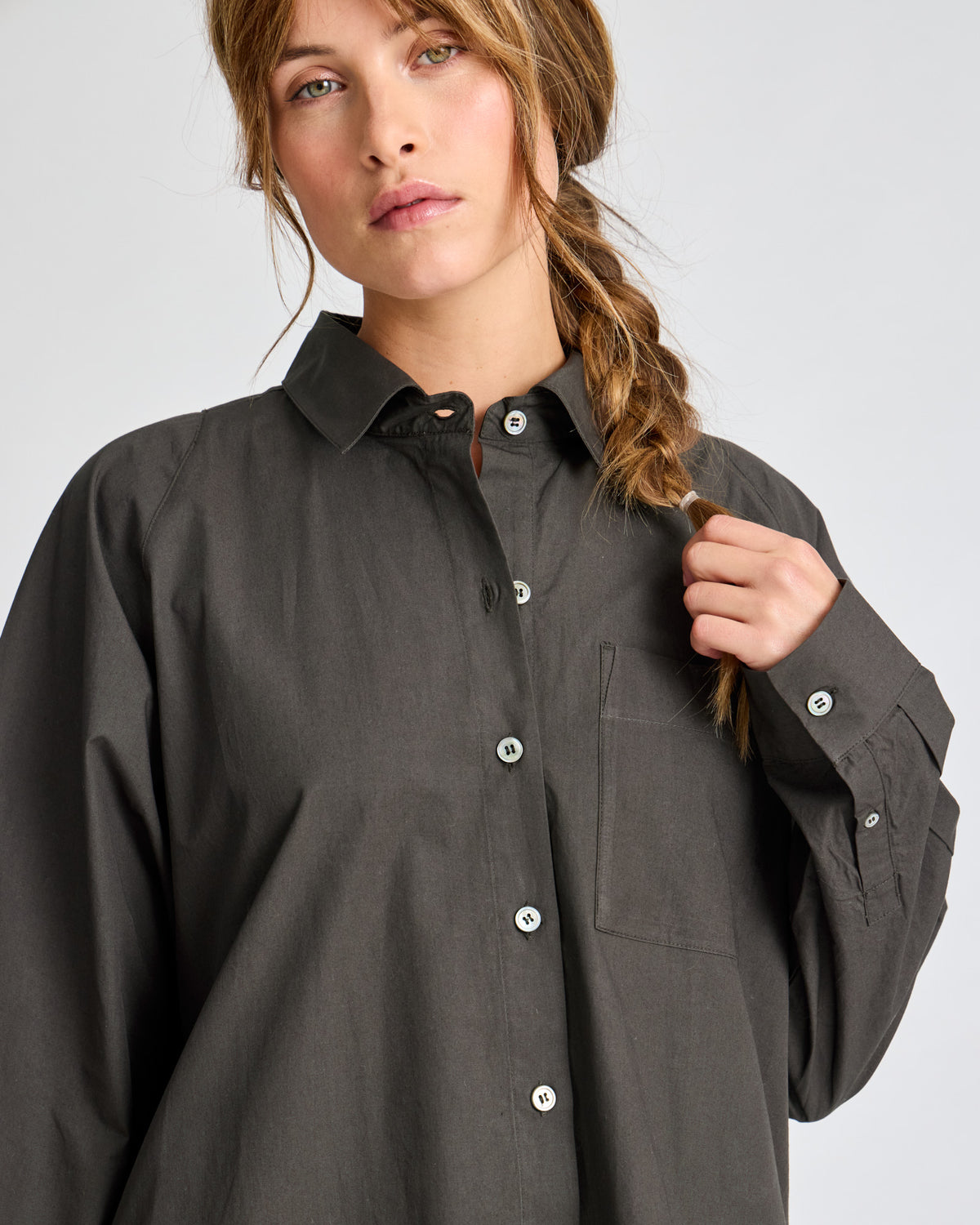 Bella Raglan L/S Poplin Long Shirt GOTS 243975 - Beluga