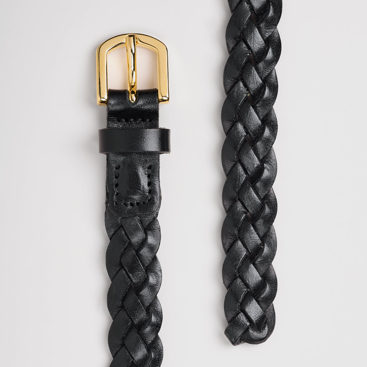Braided Leather Belt - Black