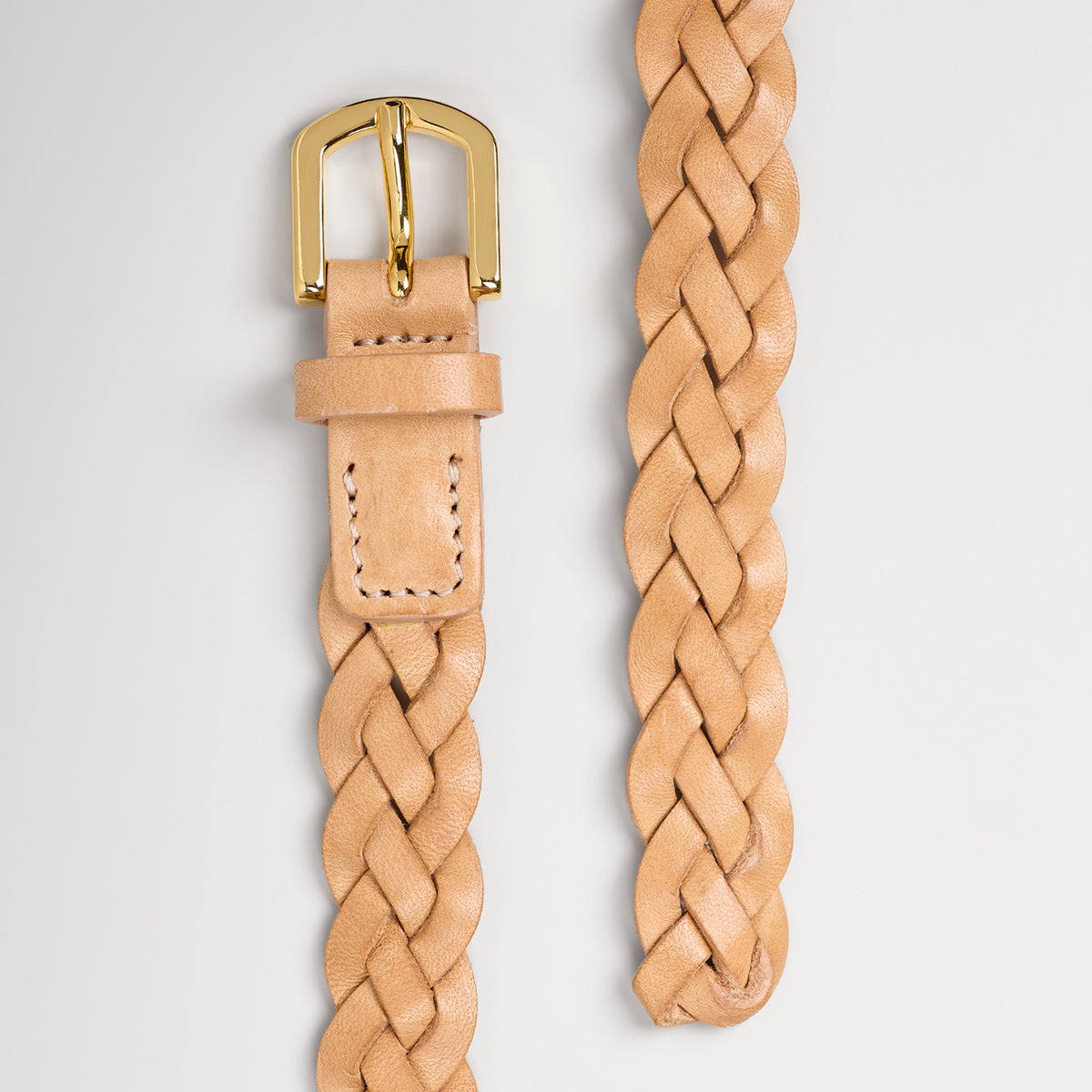Made In Italy Womens Genuine Leather Belt With Gold Tone Mesh Metal Braided Skinny Braided Belt In Italian Leather For Women | J.Crew main image 2