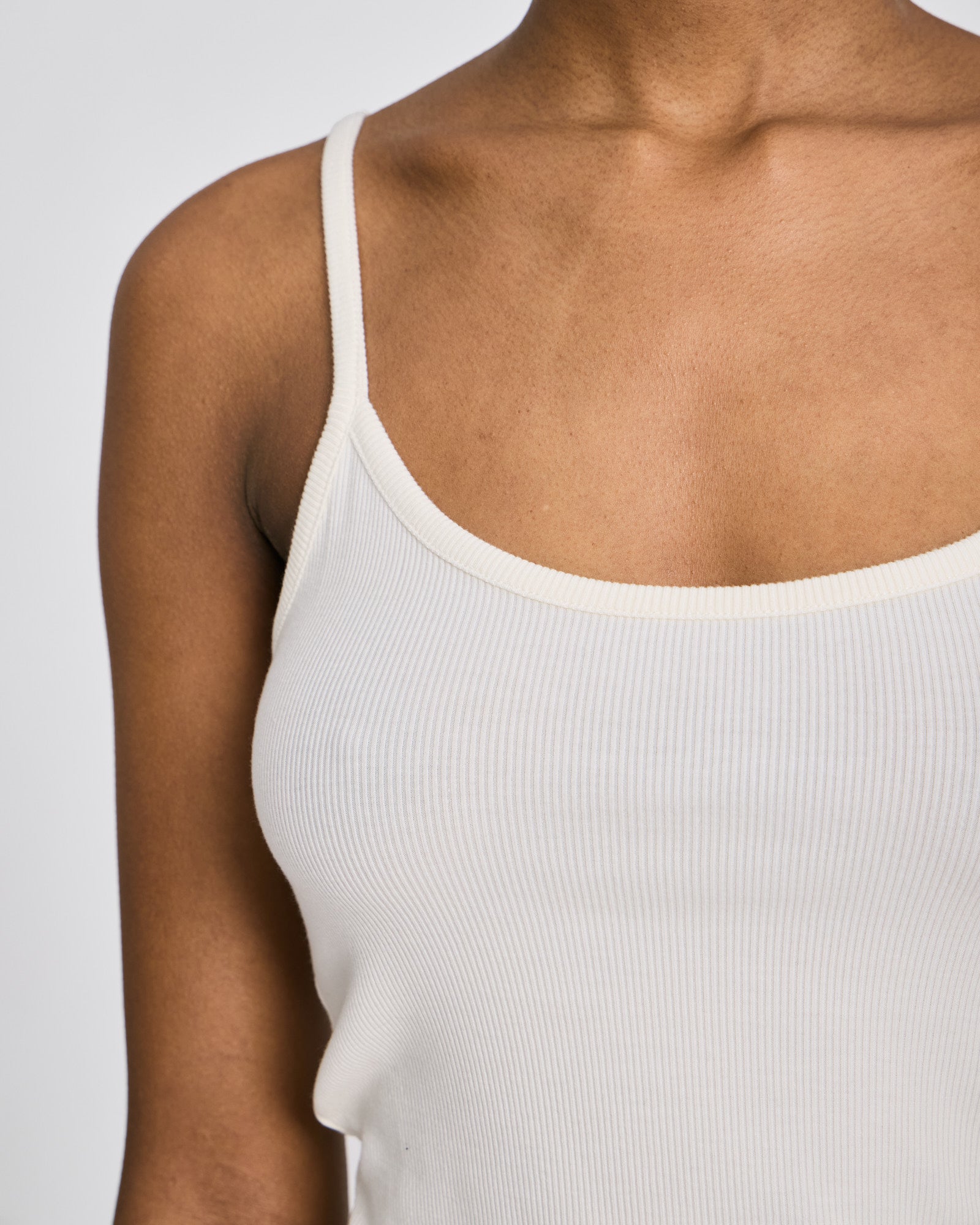 GAI+LISVA Cecilie Viscose Stretchable Strap Top 2x2 Rib Tops & T-shirts 762 Egret