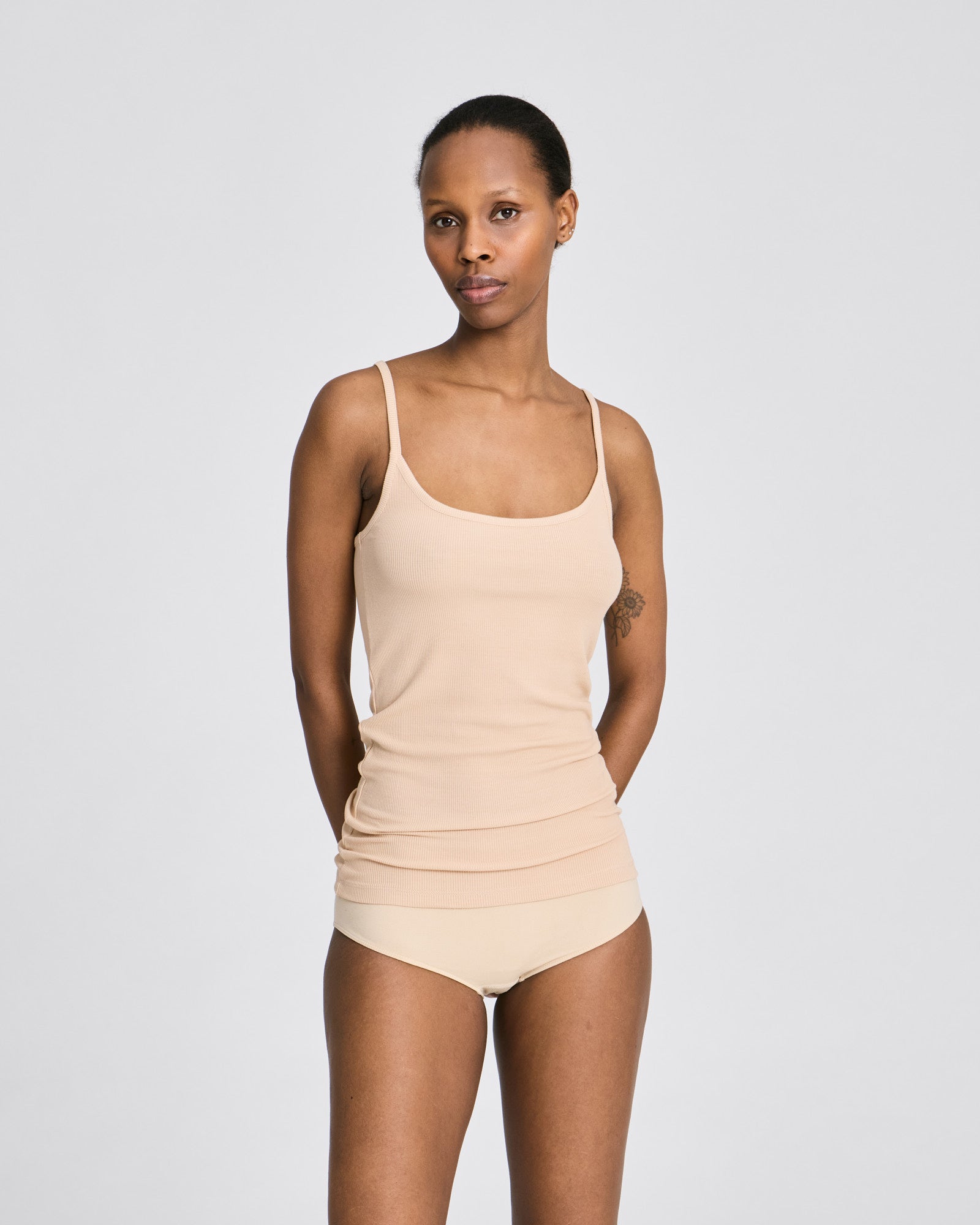 GAI+LISVA Cecilie Viscose Stretchable Strap Top 2x2 Rib Tops & T-shirts 763 Oat