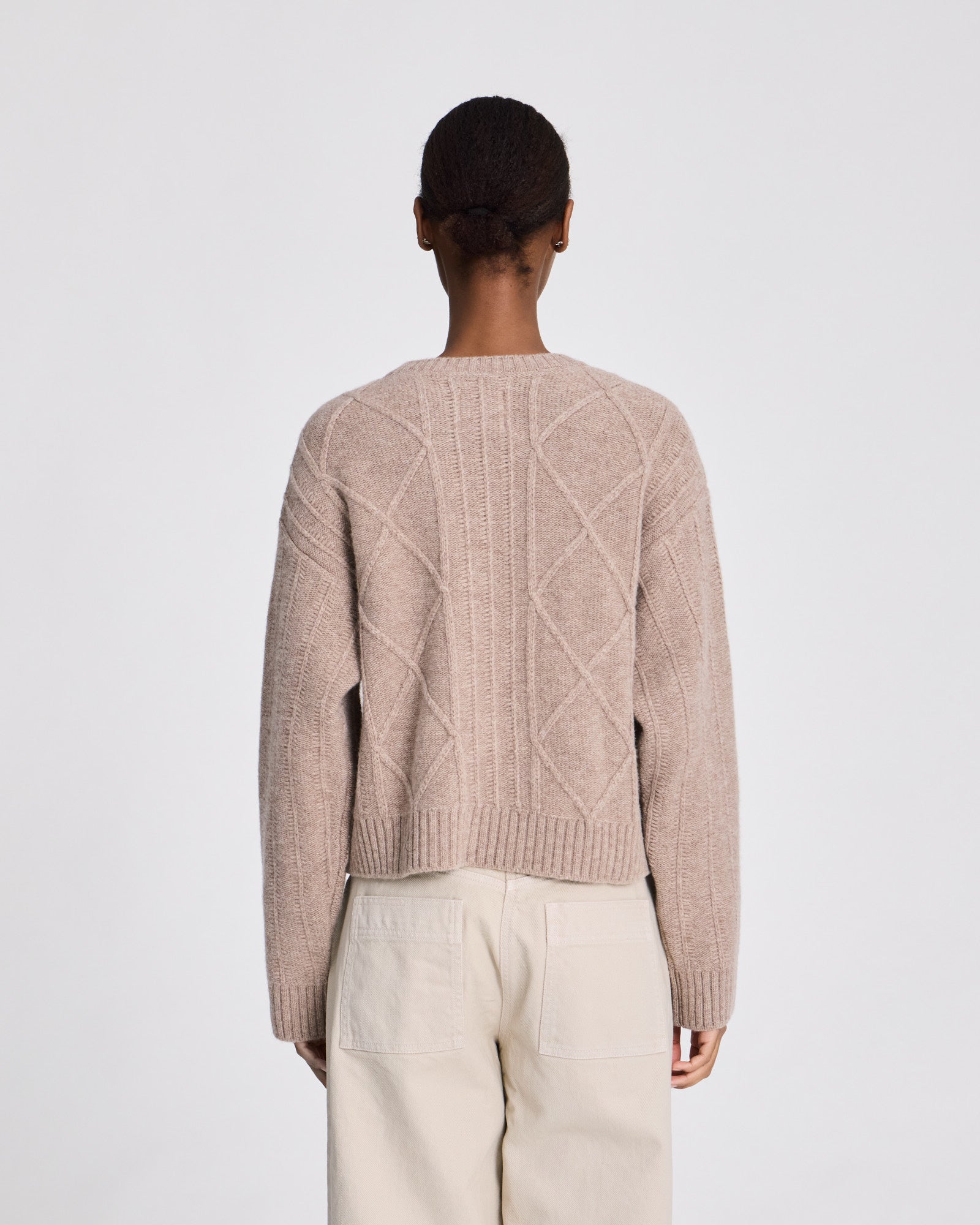 Cornelia L/S Cardigan Lambswool Knit GOTS - Shitake
