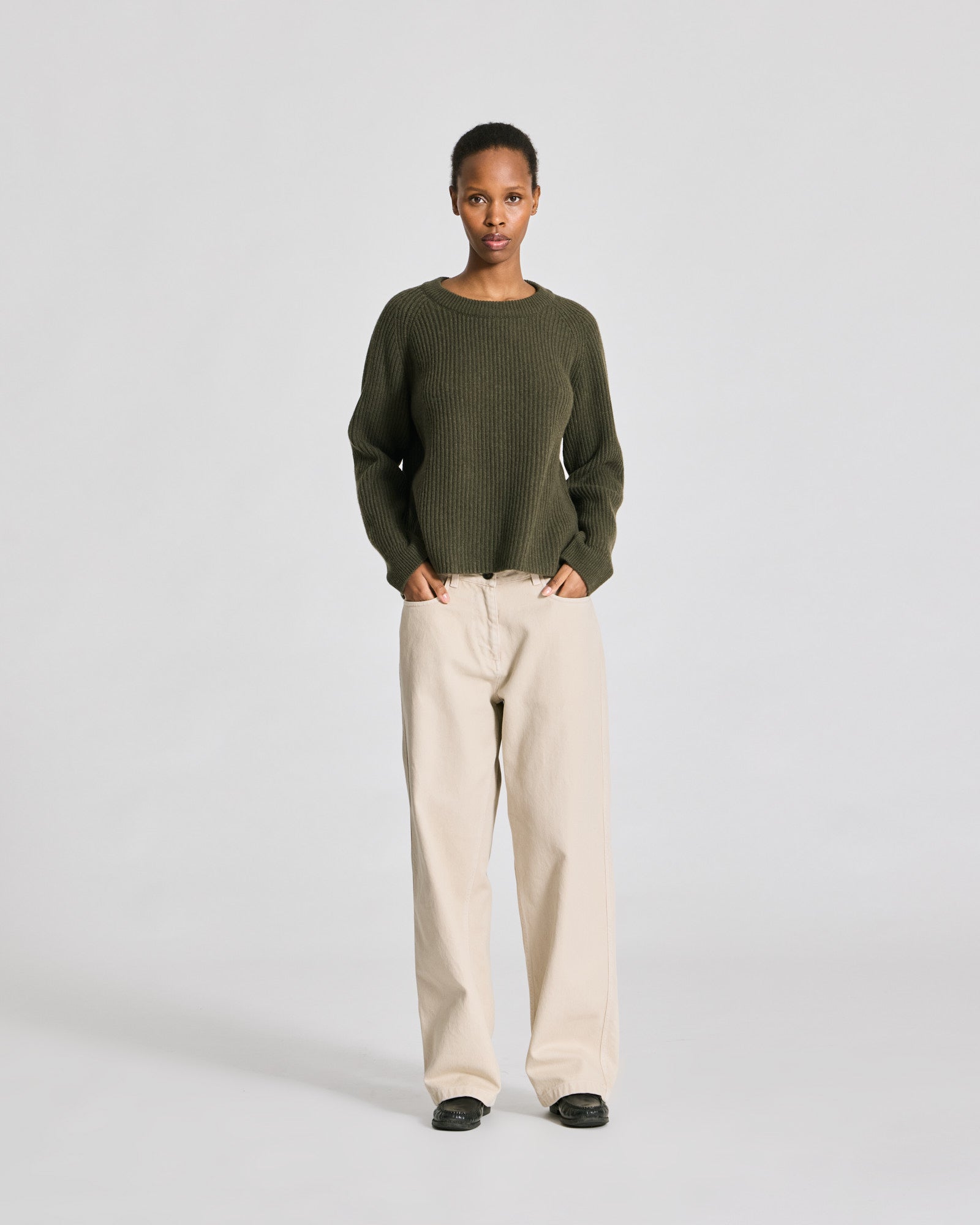 GAI+LISVA Dorthea L/S Pullover Lambswool Knit Lambswool l Knitwear 170 Olive Night Melangé