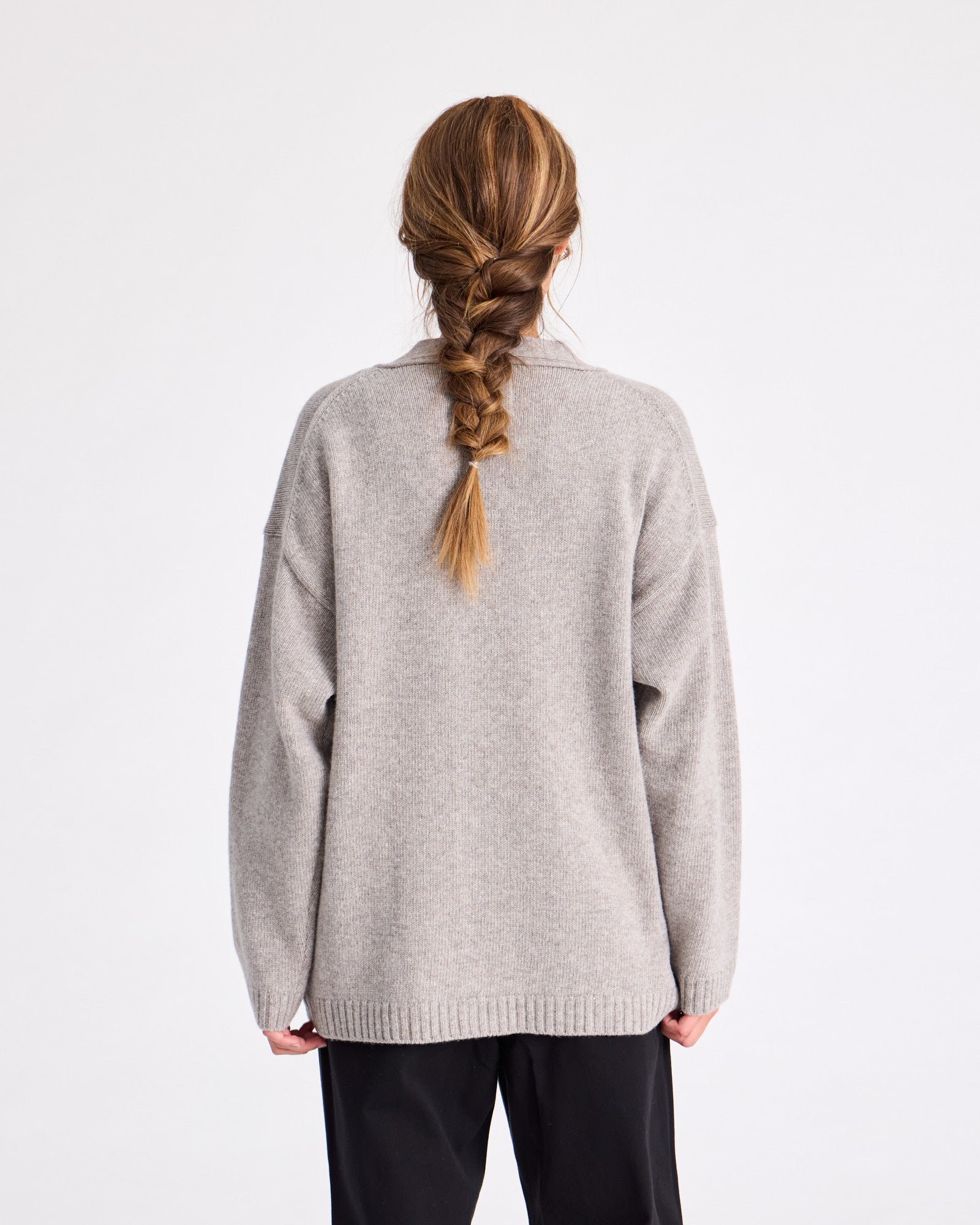 GAI+LISVA Edith Lambswool Cardigan GOTS 243975 Knit 173 Stone Grey