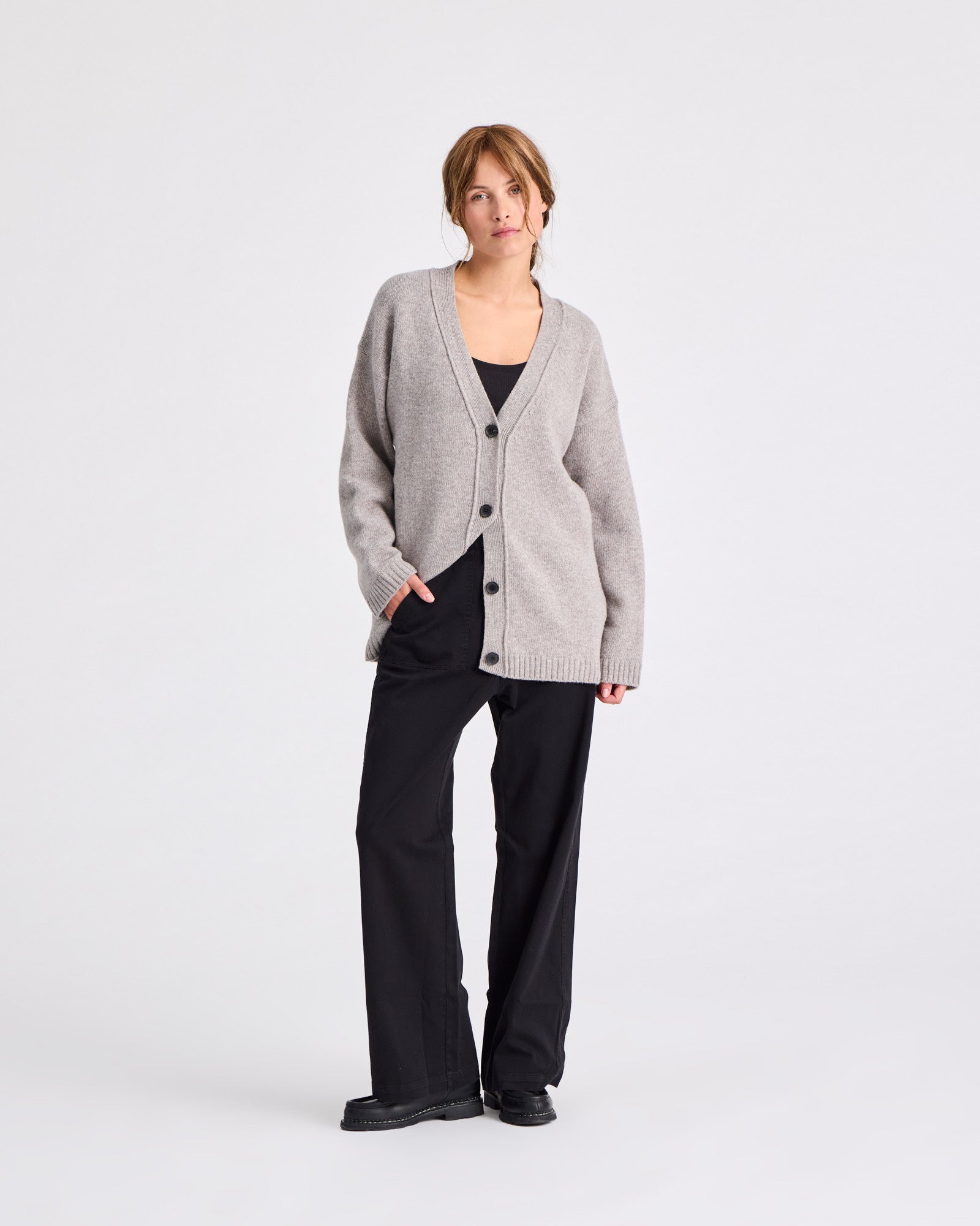 GAI+LISVA Edith Lambswool Cardigan GOTS 243975 Knit 173 Stone Grey