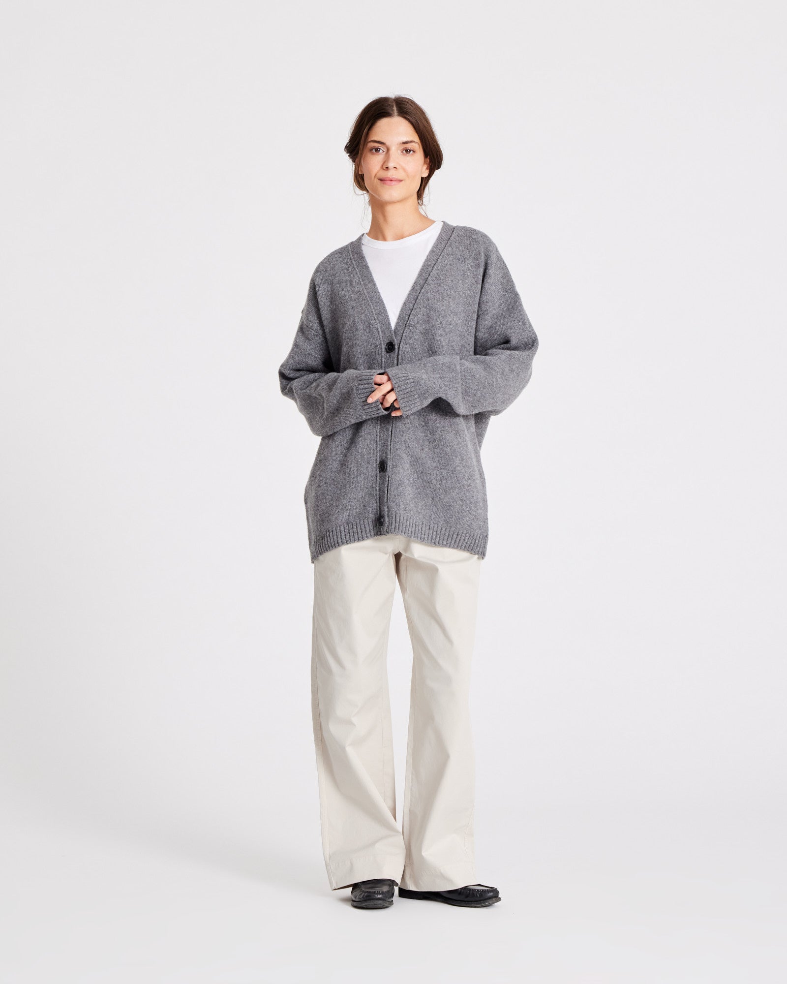 GAI+LISVA Edith Lambswool Cardigan GOTS 243975 Knit 631 Grafitti Grey Melangé