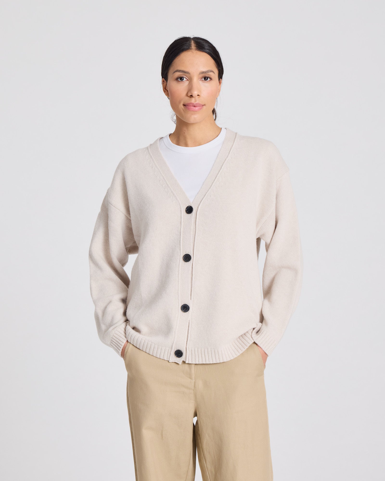 GAI+LISVA Edith Lambswool Cardigan GOTS 243975 Knit 826 Island Fossil