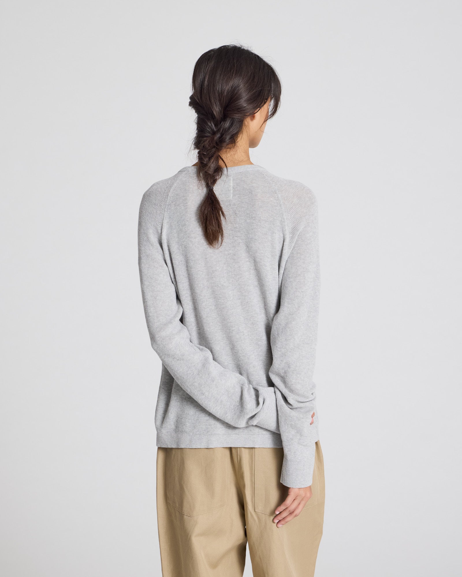 GAI+LISVA Ella L/S Cotton Rib Cardigan GOTS Knitwear 601 Light Grey Melange