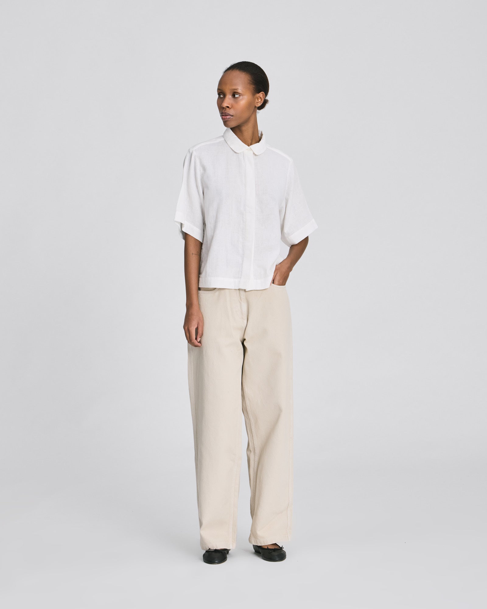 GAI+LISVA Elona S/S Double Cloth Shirt GOTS Shirts & Blouses 124 Whisper White