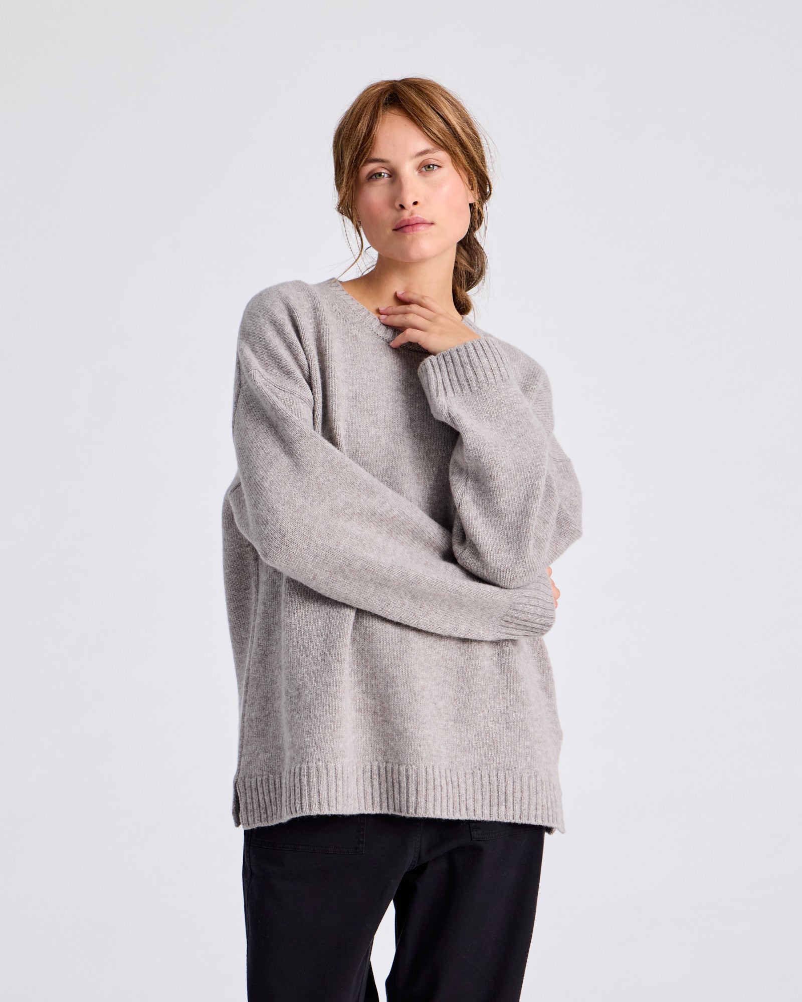 GAI+LISVA Emely Lambswool Knit GOTS Knitwear 173 Stone Grey
