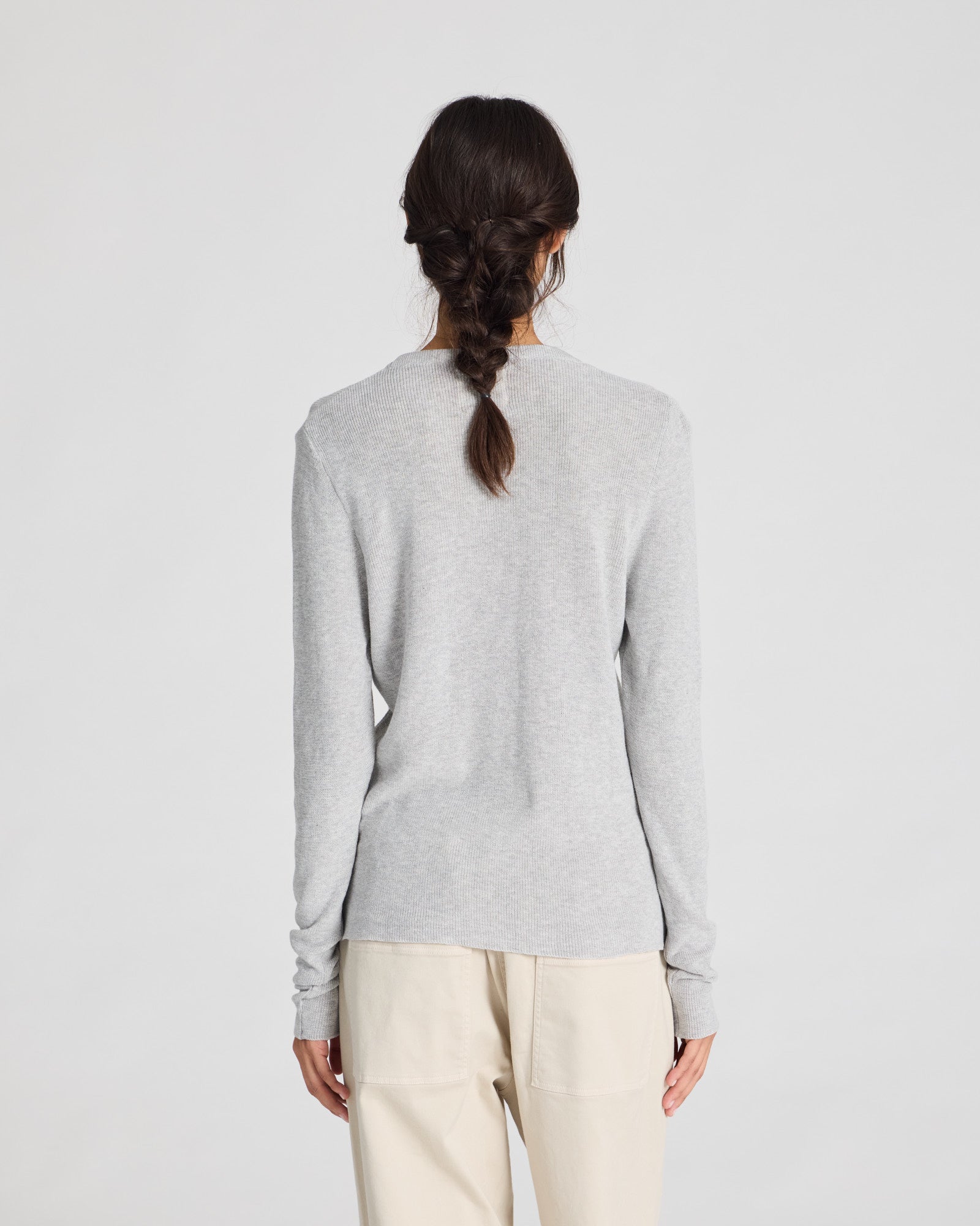 GAI+LISVA Freja L/S Cotton Rib Top GOTS Knitwear 601 Light Grey Melange