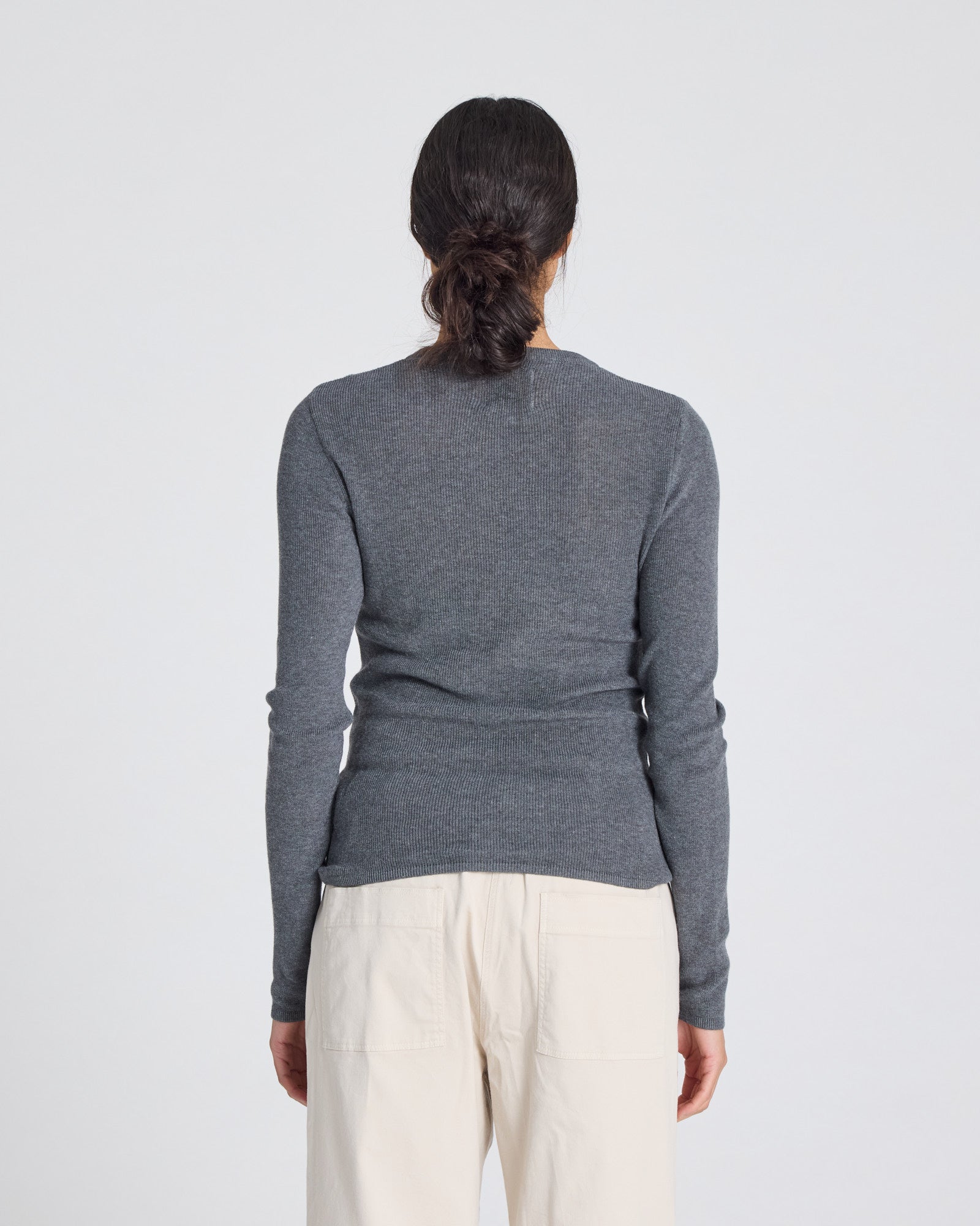 GAI+LISVA Freja L/S Cotton Rib Top GOTS Knitwear 605 Dark Grey Melangè
