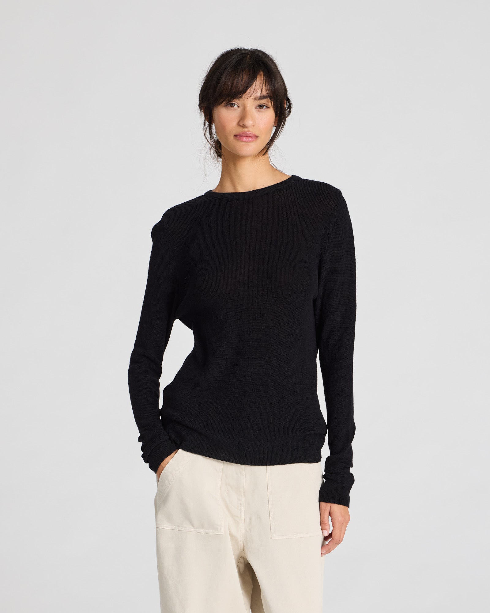 GAI+LISVA Freja L/S Cotton Rib Top GOTS Knitwear 650 Black