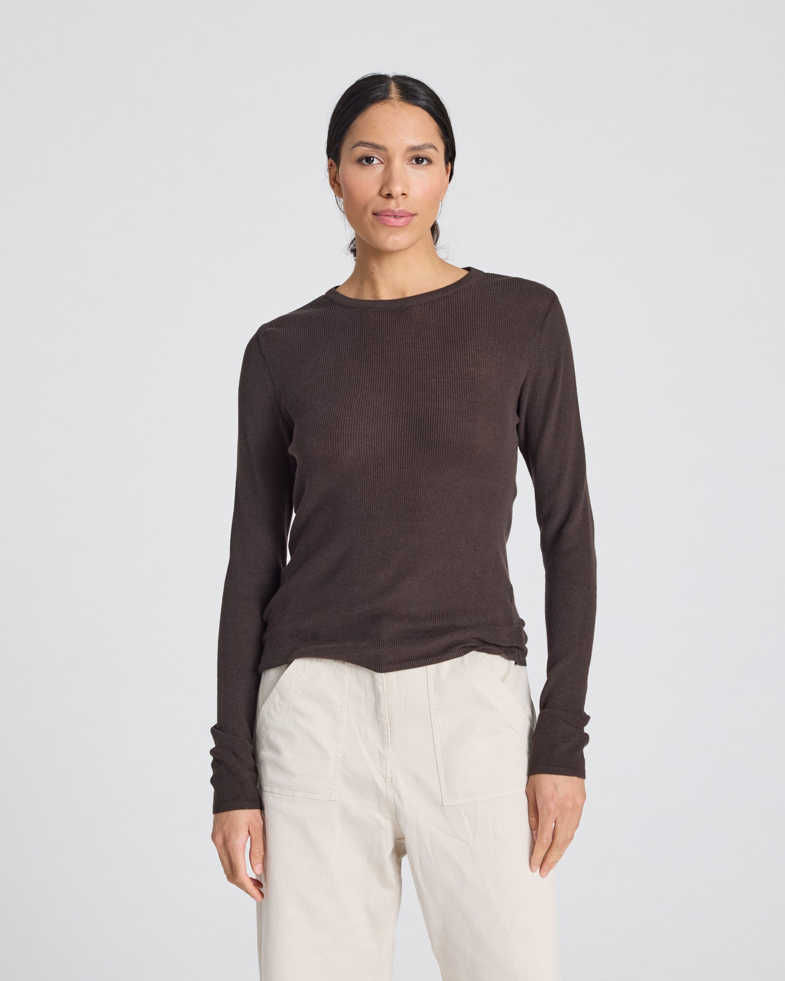 GAI+LISVA Freja L/S Cotton Rib Top GOTS Knitwear 681 Mulch