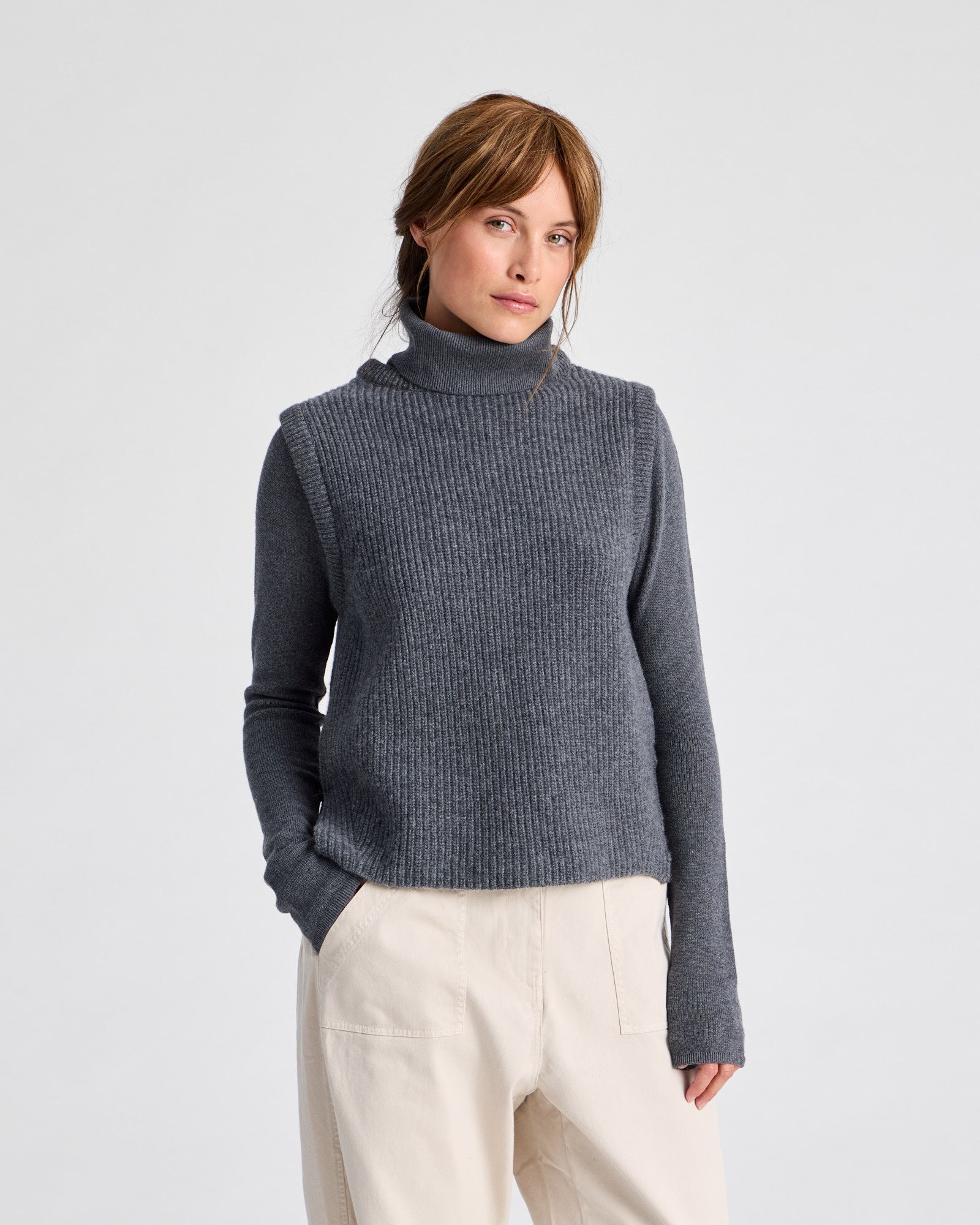 GAI+LISVA Hedvig Neck Piece Lambswool GOTS Lambswool l Knitwear 631 Grafitti Grey Melangé