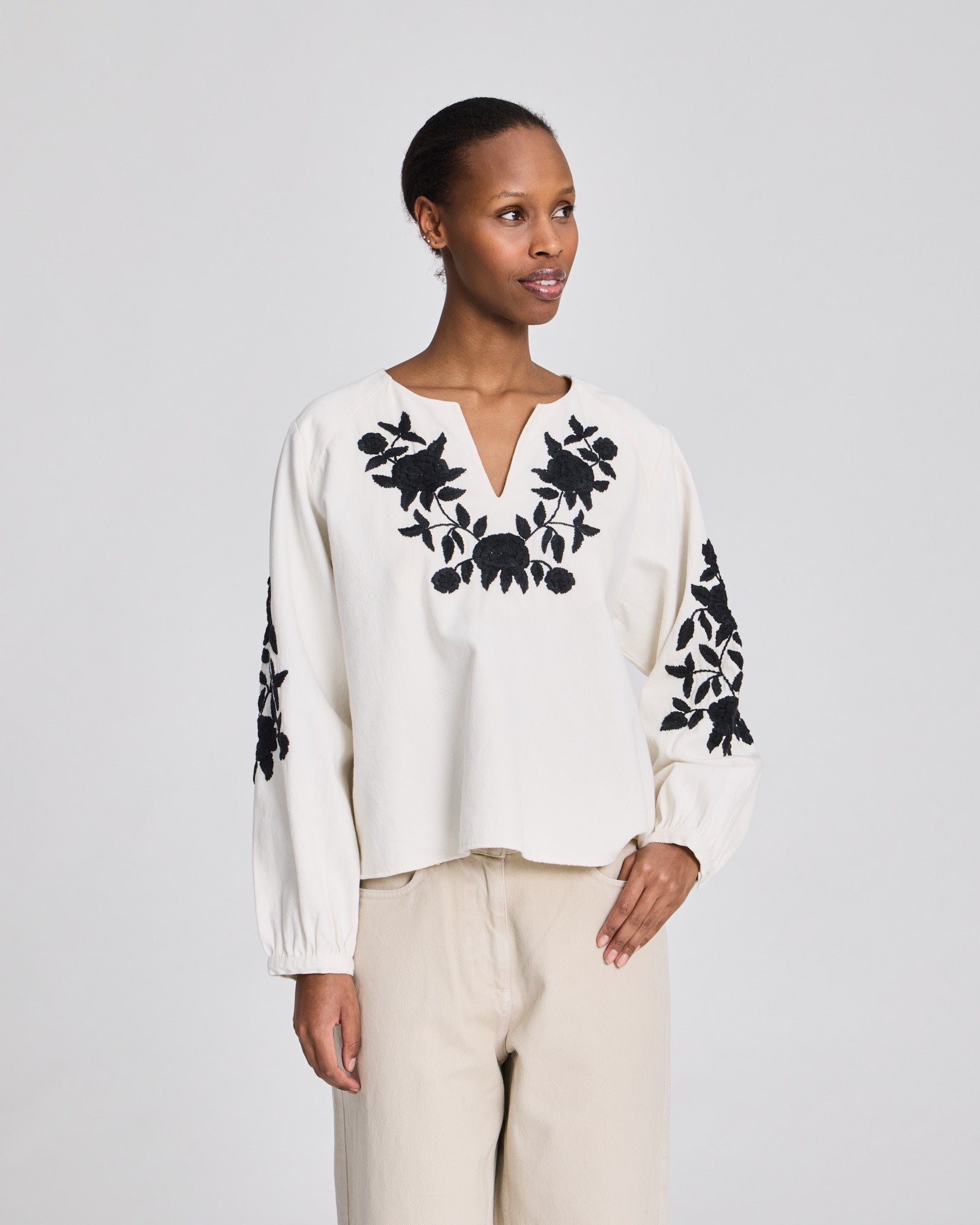 GAI+LISVA Inga L/S Cotton Twill Blouse Shirts & Blouses 124 Whisper White