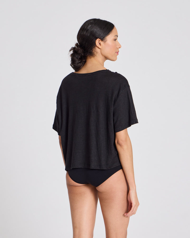 GAI+LISVA Ivalo Linen Tee Shirt Top 650 Black