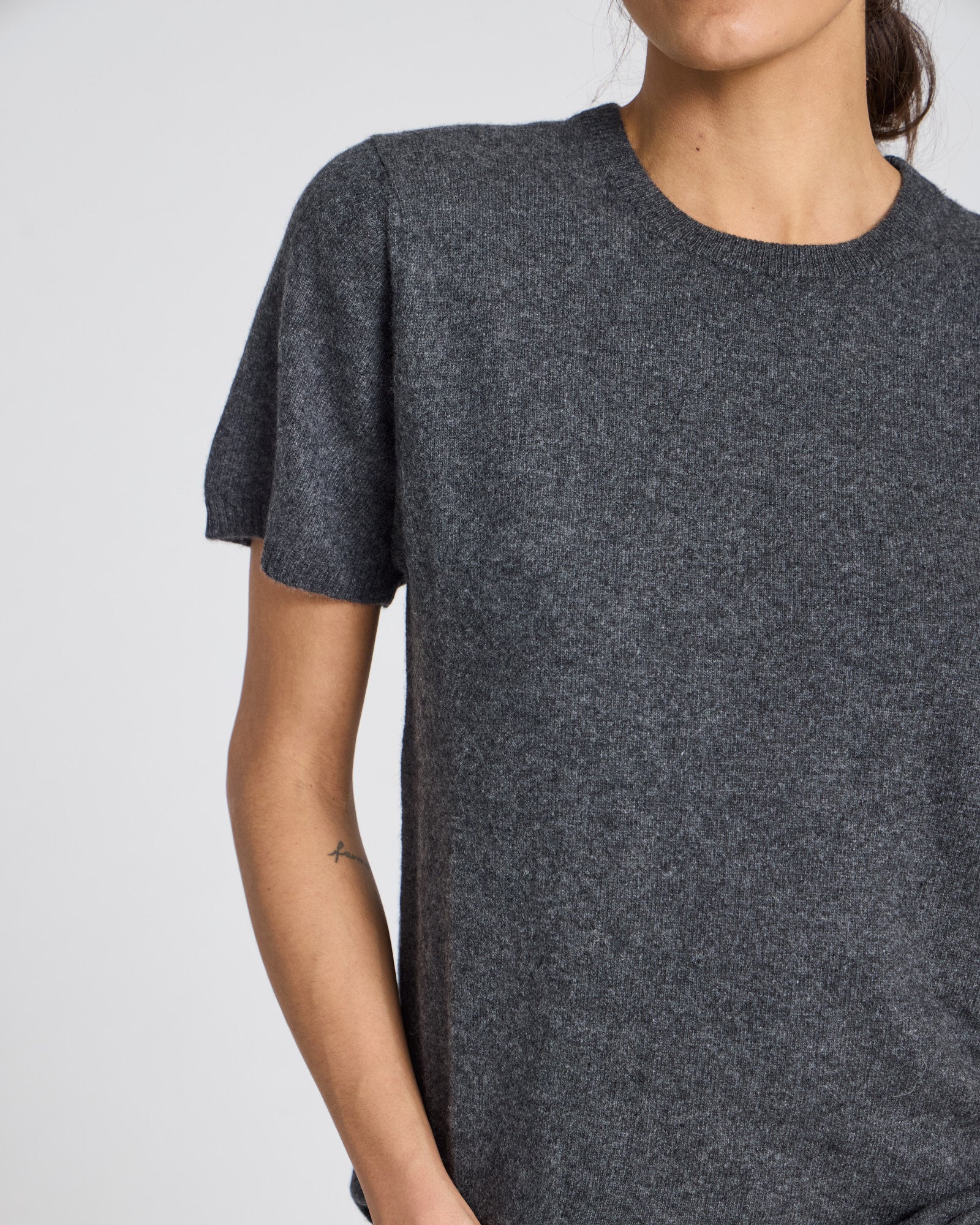 GAI+LISVA Ellia Cashmere Tee Knit 605 Dark Grey Melangè