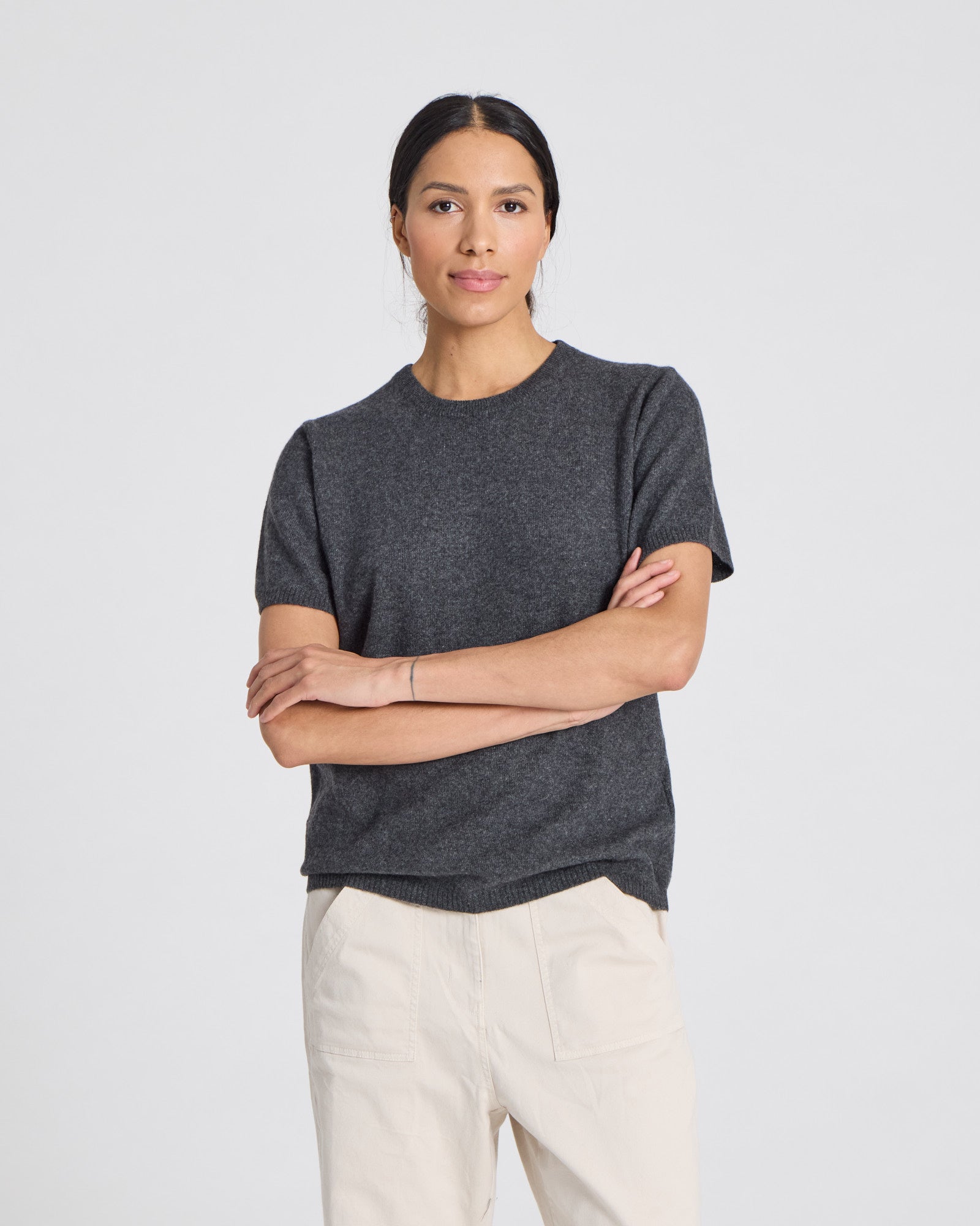 GAI+LISVA Ellia Cashmere Tee Knit 605 Dark Grey Melangè