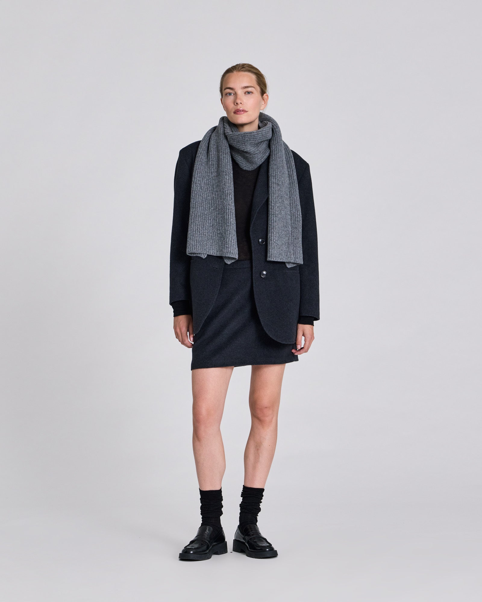 GAI+LISVA Klarisa Lambswool Scarf Lambswool l Knitwear 631 Grafitti Grey Melangé