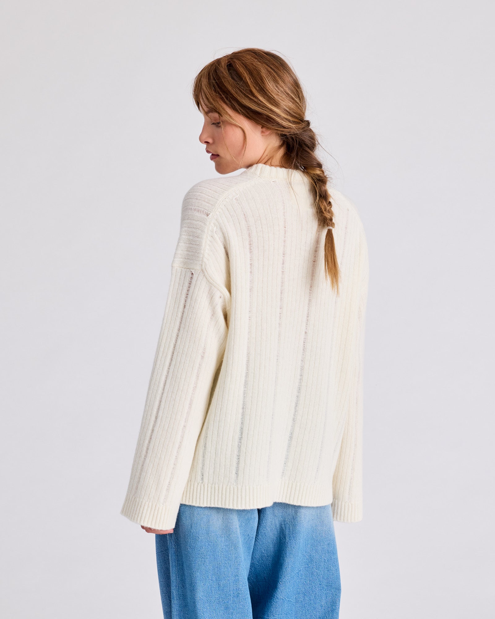 GAI+LISVA Magda L/S Drop Needle Lambswool GOTS Lambswool l Knitwear 124 Whisper White