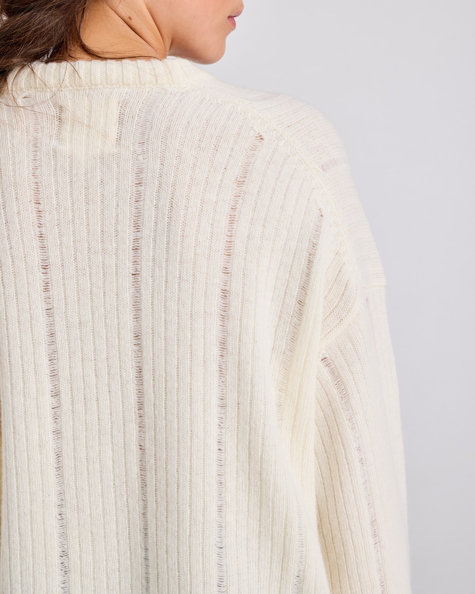 Magda L/S Drop Needle Lambswool GOTS - Whisper White