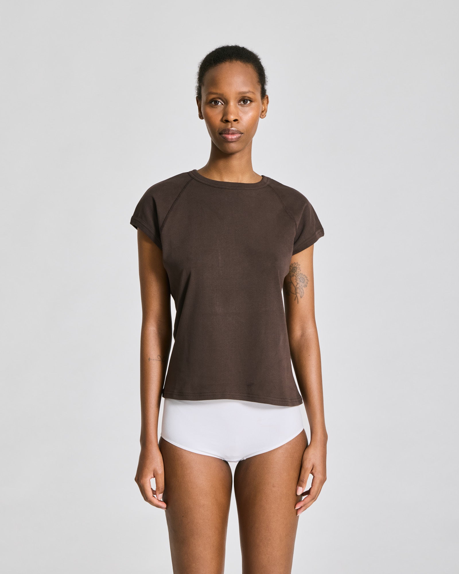 GAI+LISVA Malou S/S Cotton 1x1 Rib Tee GOTS Tops & T-shirts 681 Mulch
