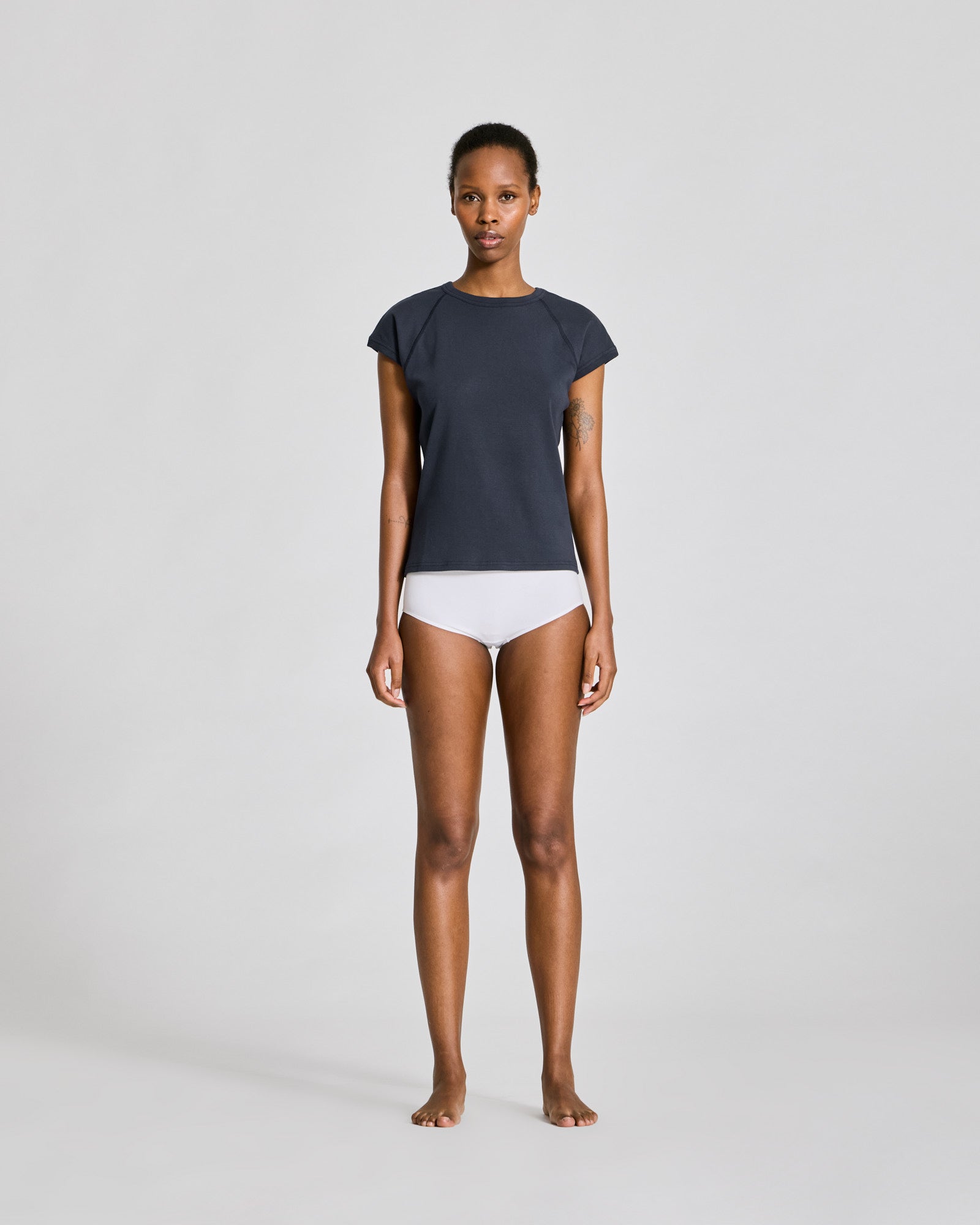 Malou S/S Cotton 1x1 Rib Tee GOTS - Polar Night
