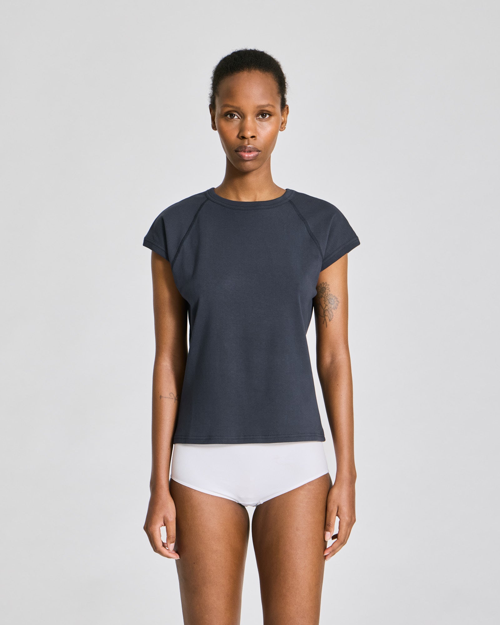 GAI+LISVA Malou S/S Cotton 1x1 Rib Tee GOTS Tops & T-shirts 973 Polar Night