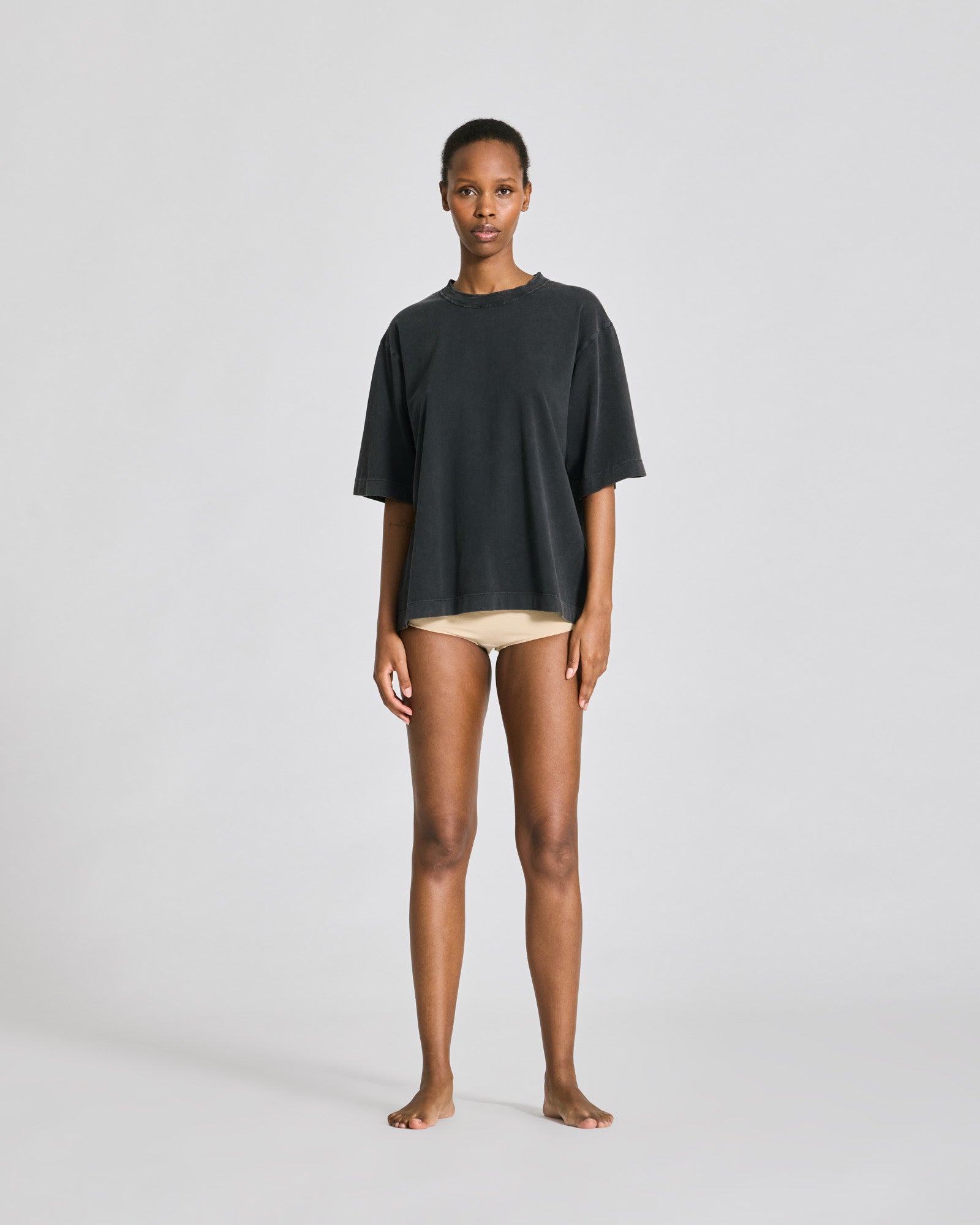 GAI+LISVA Maya Cotton Jersey Tee Vintage Look Tops & T-shirts 765 Dark Grey Acid Wash