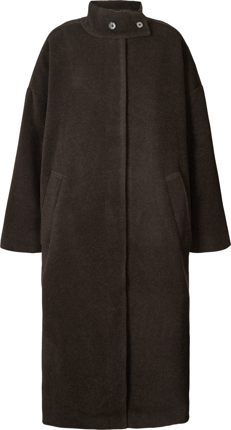 GAI+LISVA Nellie Wool Coat Jacket 682 Mulch/ Ecru Herringbone