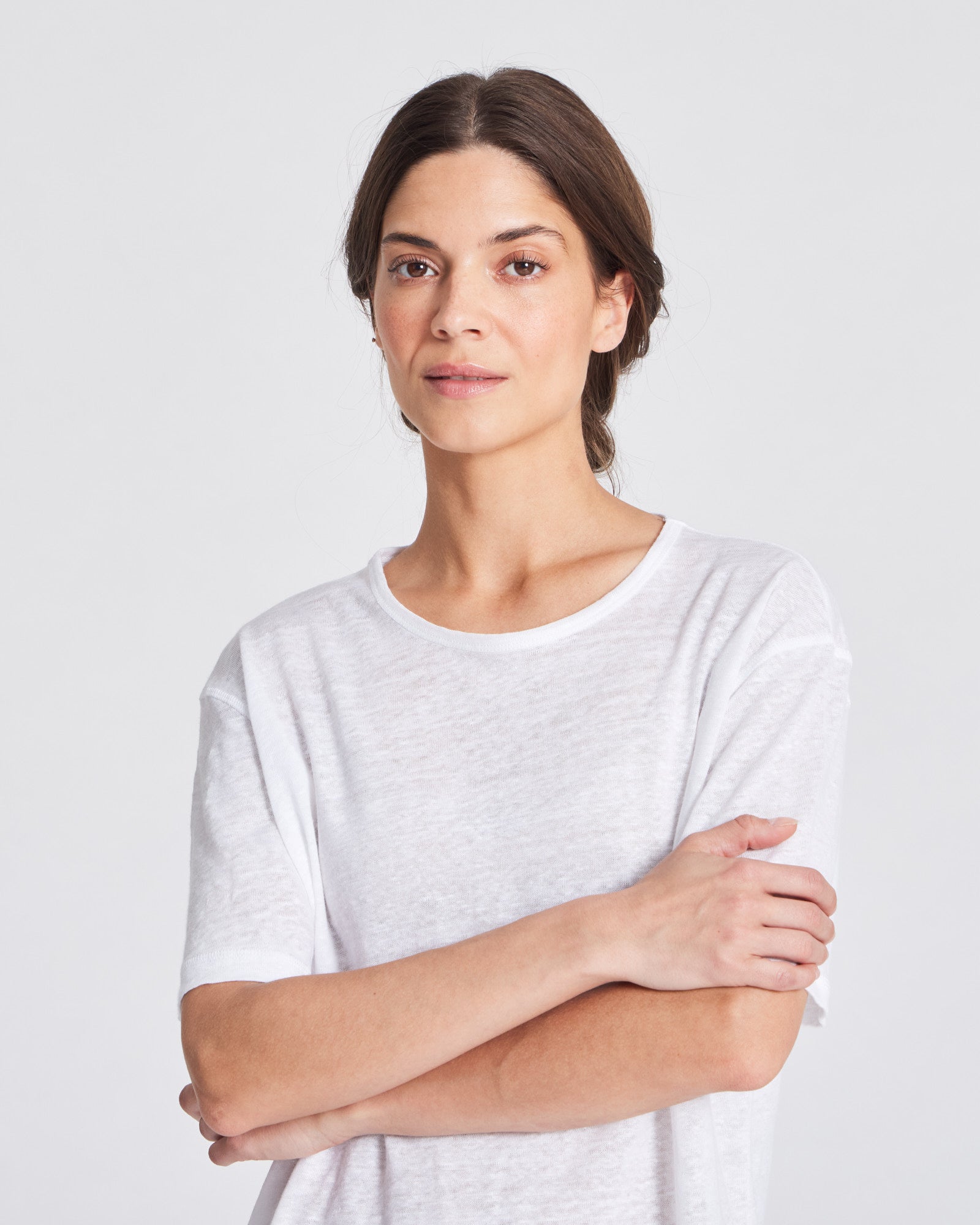 GAI+LISVA Nynne Linen Tee shirt Top 100 White