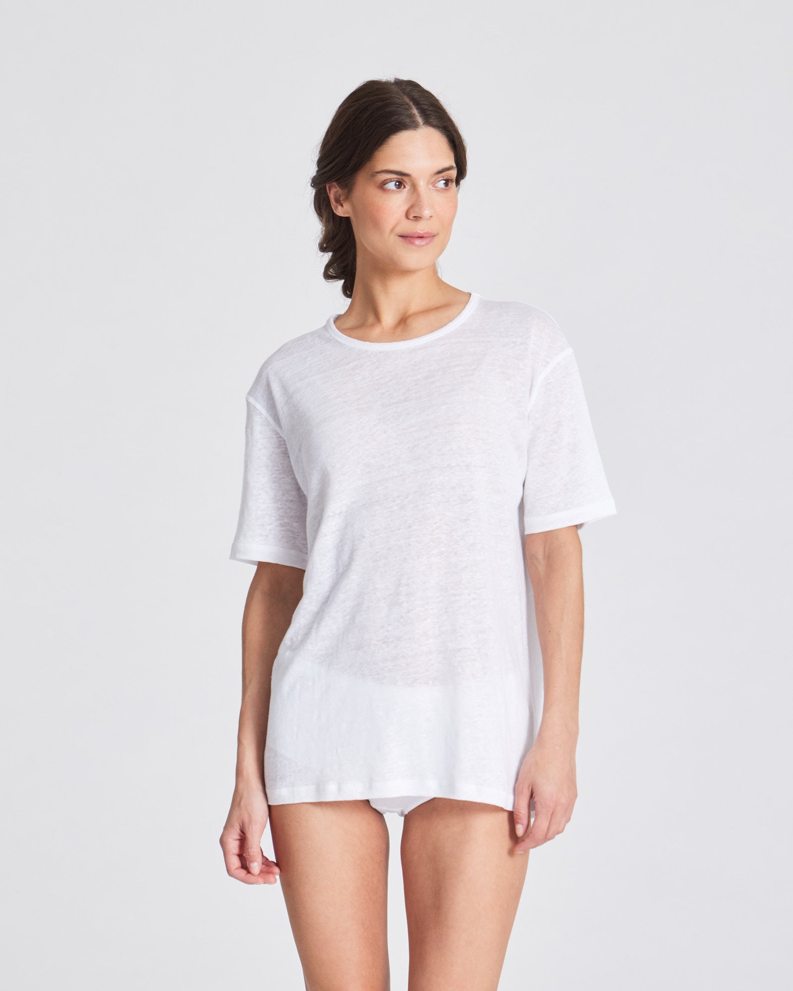 GAI+LISVA Nynne Linen Tee shirt Top 100 White