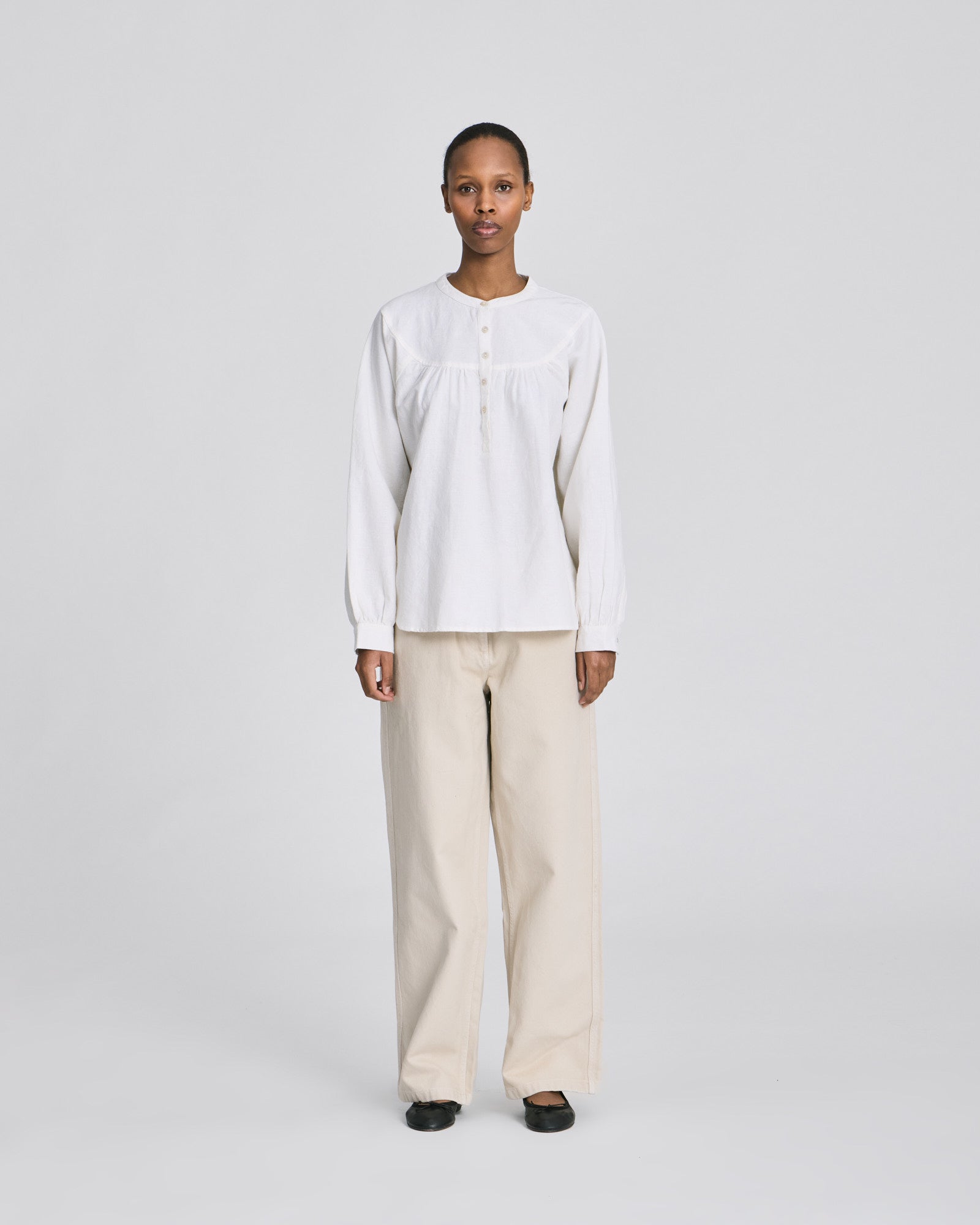 Olivia Raglan L/S Canvas Shirt GOTS - Whisper White