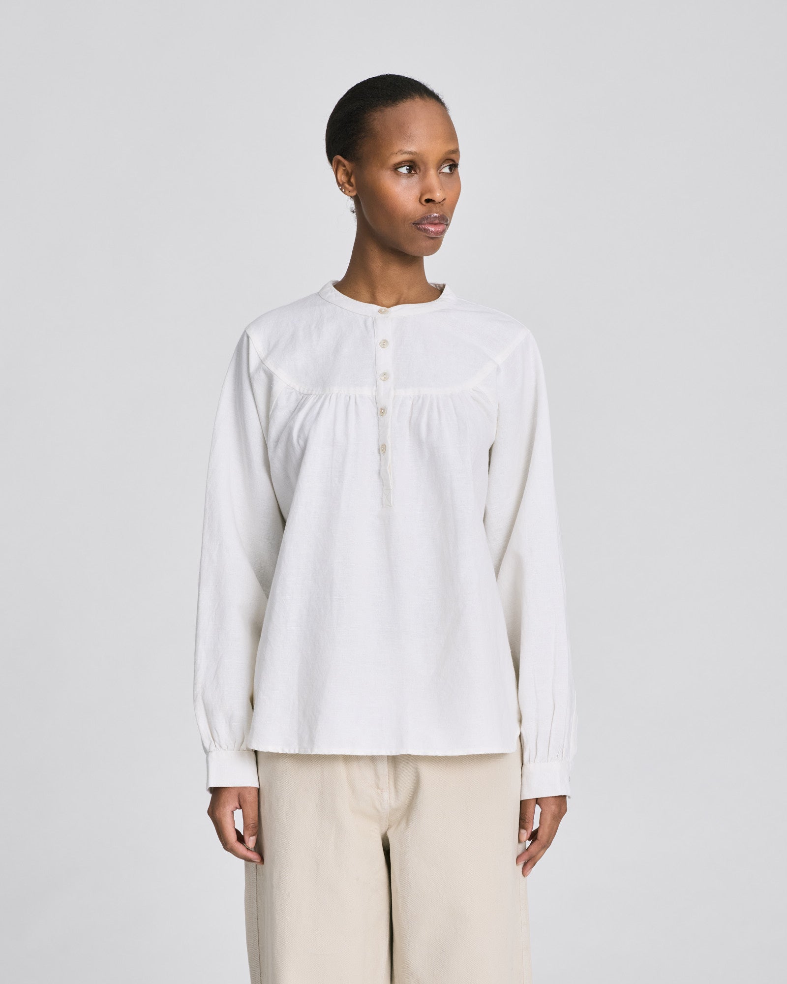 Olivia Raglan L/S Canvas Shirt GOTS - Whisper White