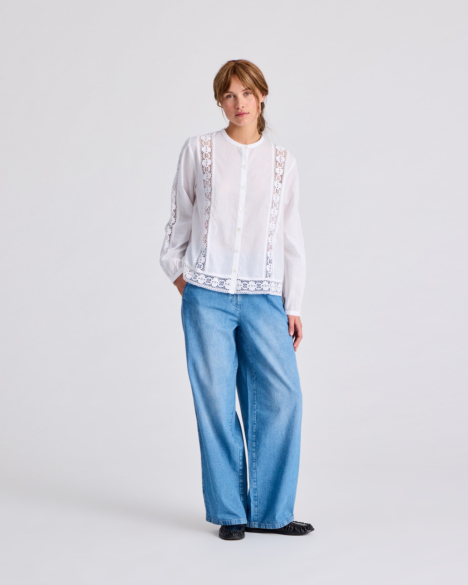 Rosa L/S Cotton Voile Shirt - White