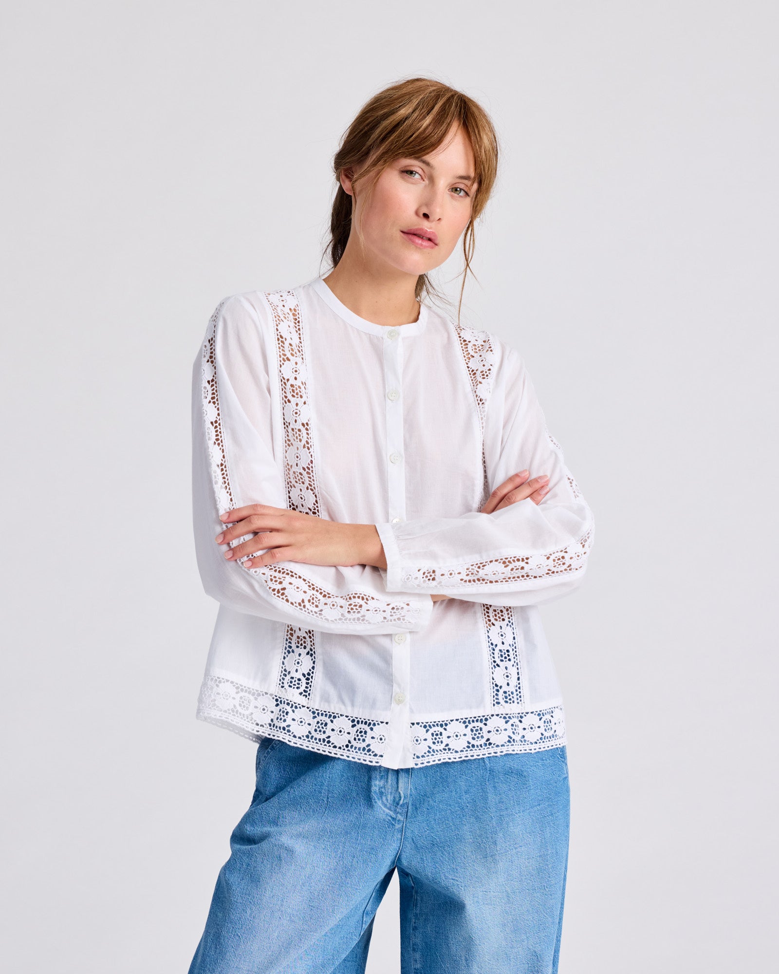 Rosa L/S Cotton Voile Shirt - White