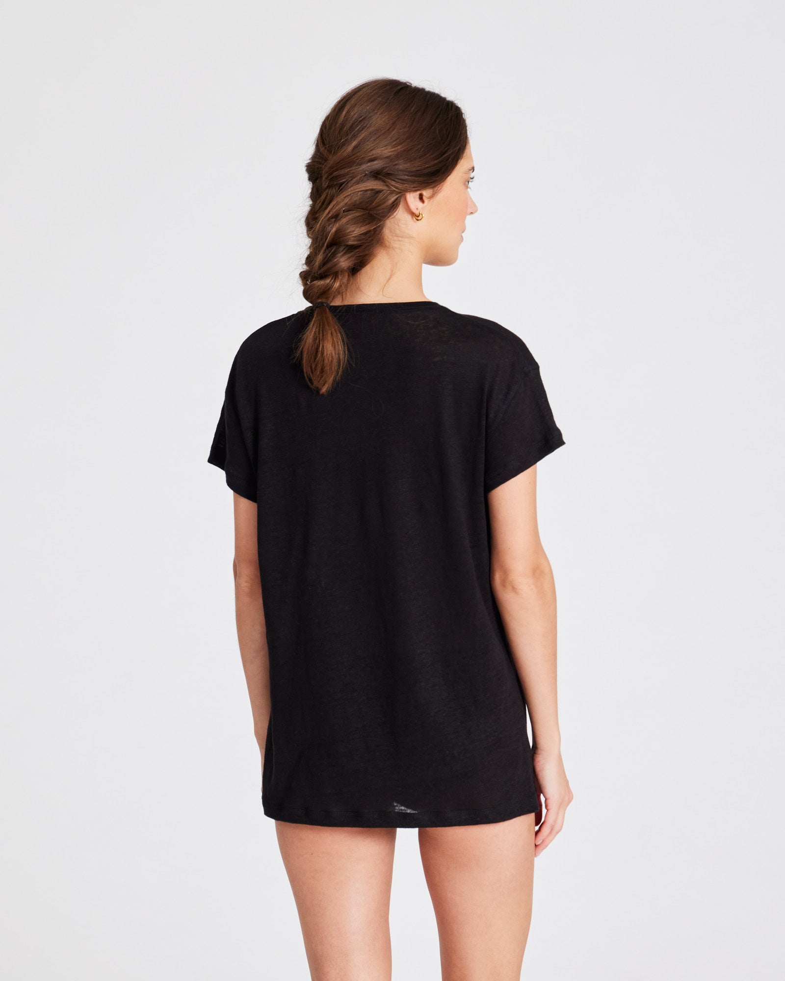 GAI+LISVA Simone Linen Tee Shirt Top 650 Black