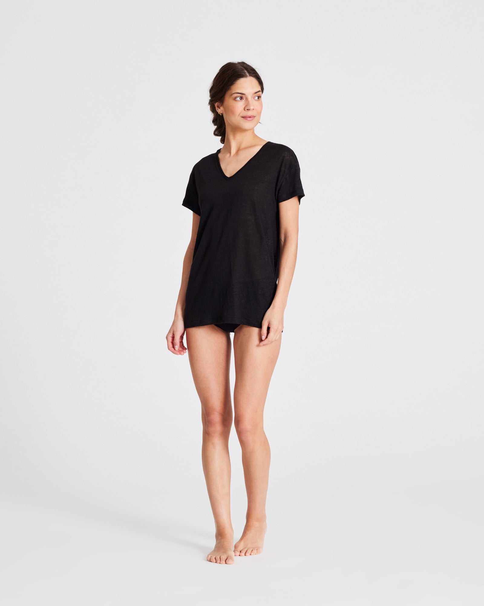 GAI+LISVA Simone Linen Tee Shirt Top 650 Black