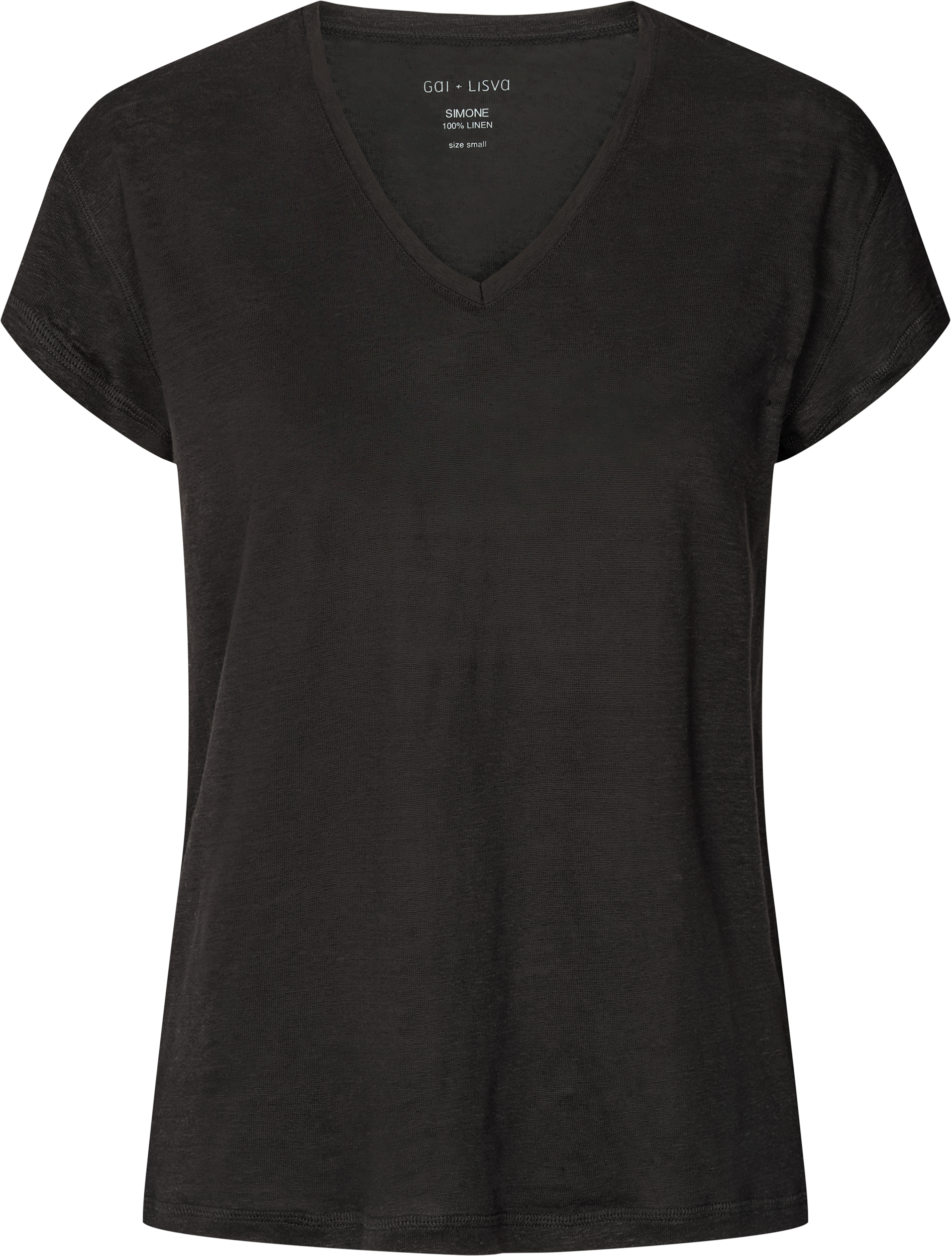 GAI+LISVA Simone Linen Tee Shirt Top 650 Black