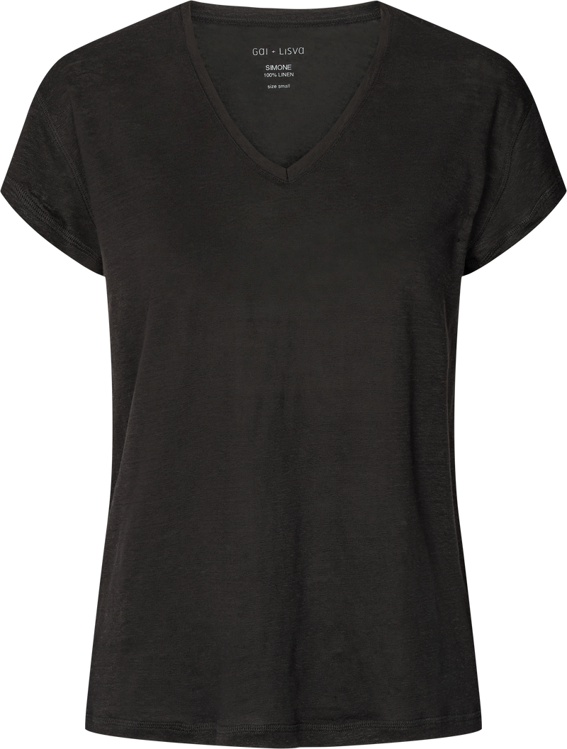 GAI+LISVA Simone Linen Tee Shirt Top 650 Black