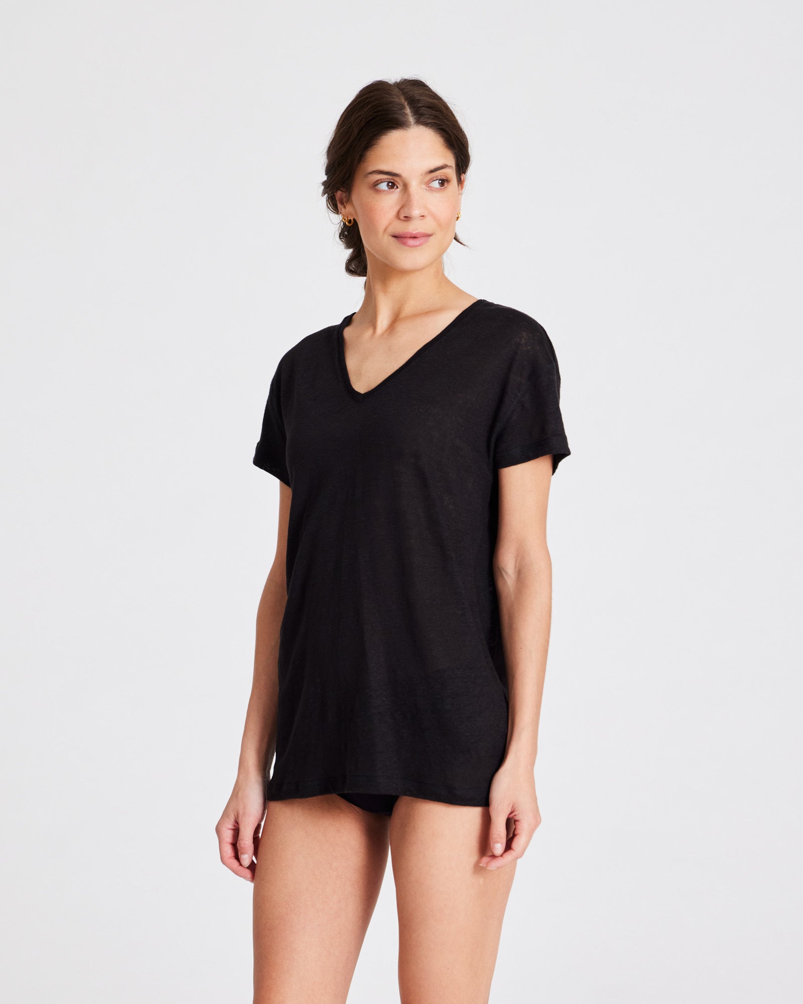 GAI+LISVA Simone Linen Tee Shirt Top 650 Black
