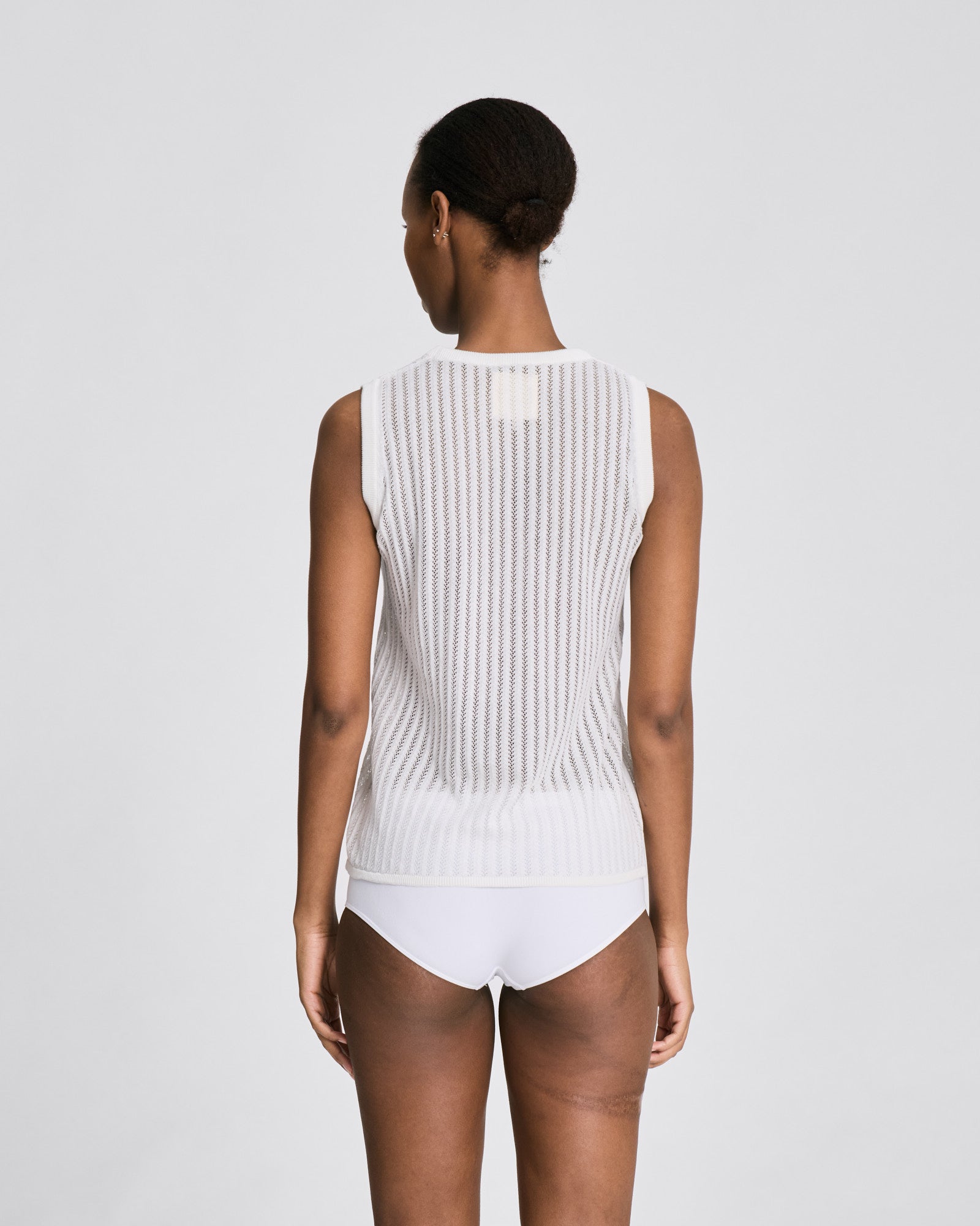 GAI+LISVA Sofie Fishbone Pointel Knit Top - GOTS Cotton l Knitwear 100 White