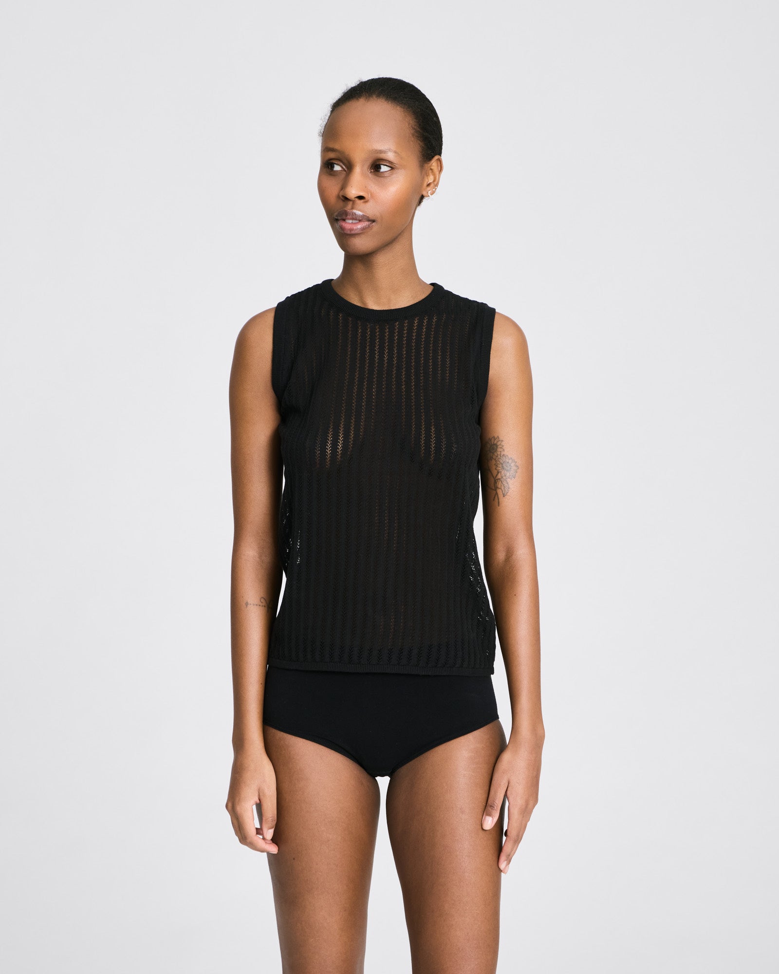 Sofie Fishbone Pointel Knit Top - GOTS - Ecru