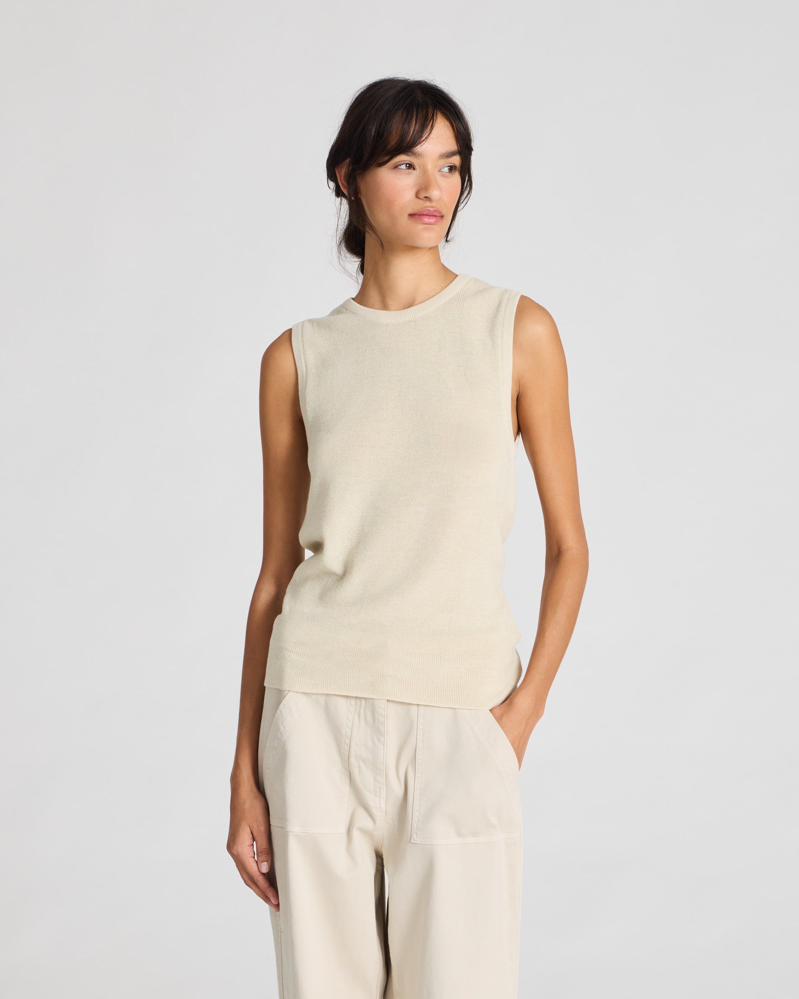 GAI+LISVA Sofie Knit Tank GOTS 243975 Knitwear 151 Ecru