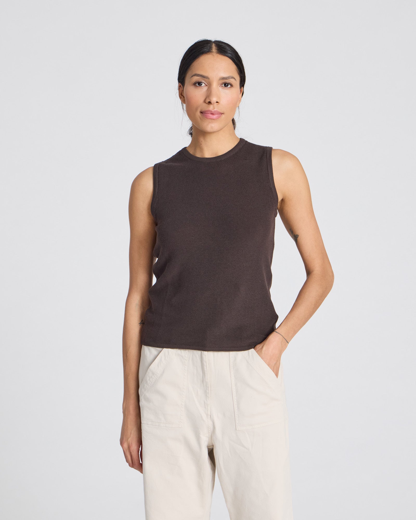 GAI+LISVA Sofie Knit Tank GOTS 243975 Knitwear 681 Mulch